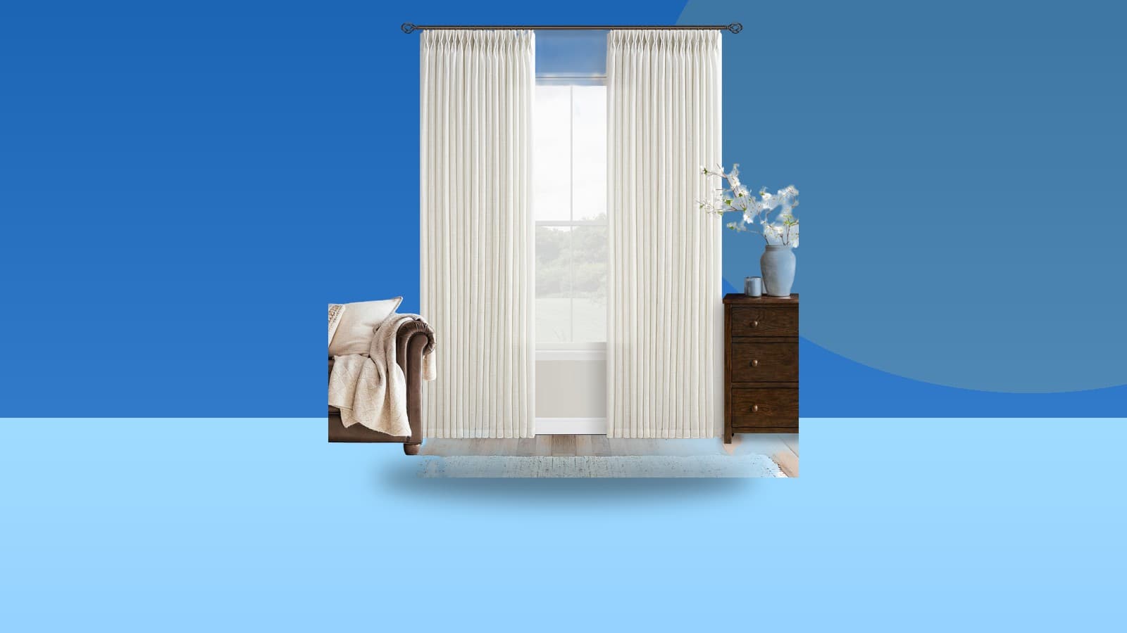 102 Inch Long Pinch Pleat Linen Curtains for Livin