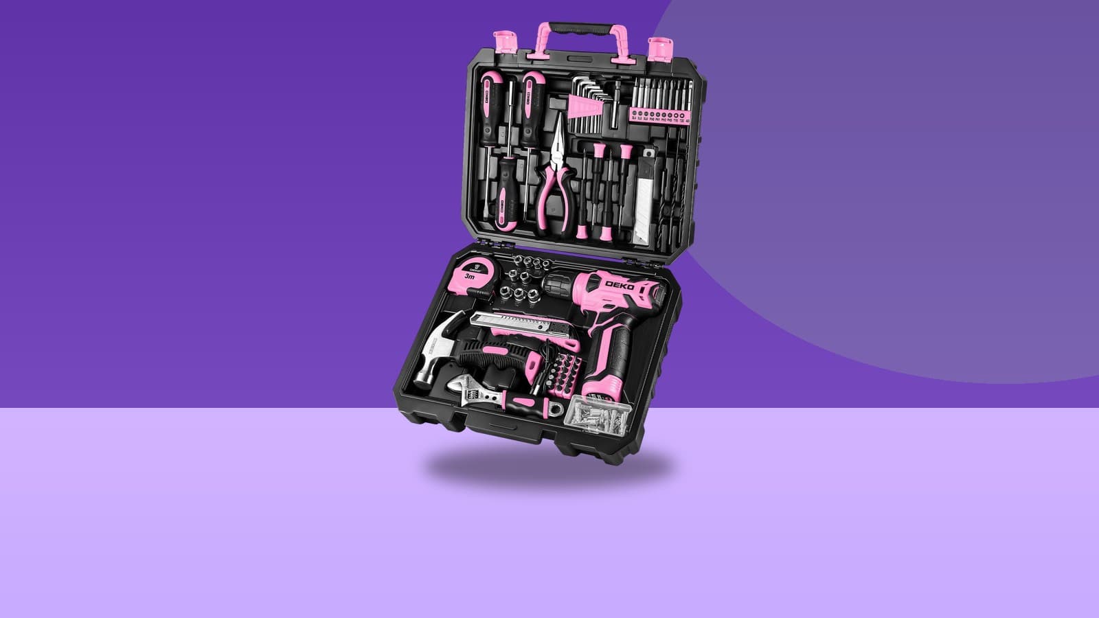 DEKOPRO Drill Set, Home Tool Set with 8V Pink Cord