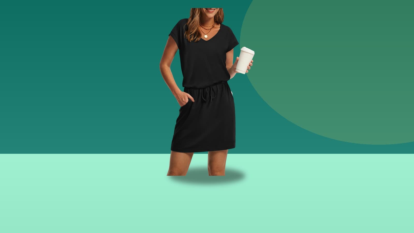 OFEEFAN Summer Dresses for Women 2026 V Neck T Shi