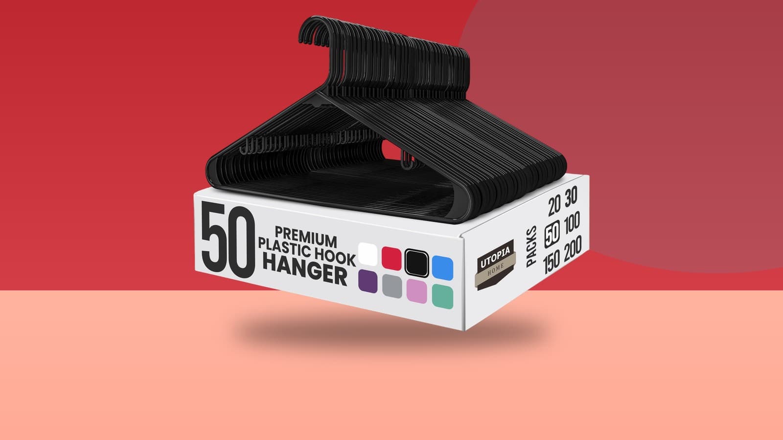 Utopia Home Plastic Hangers 50 Pack - Space Saving