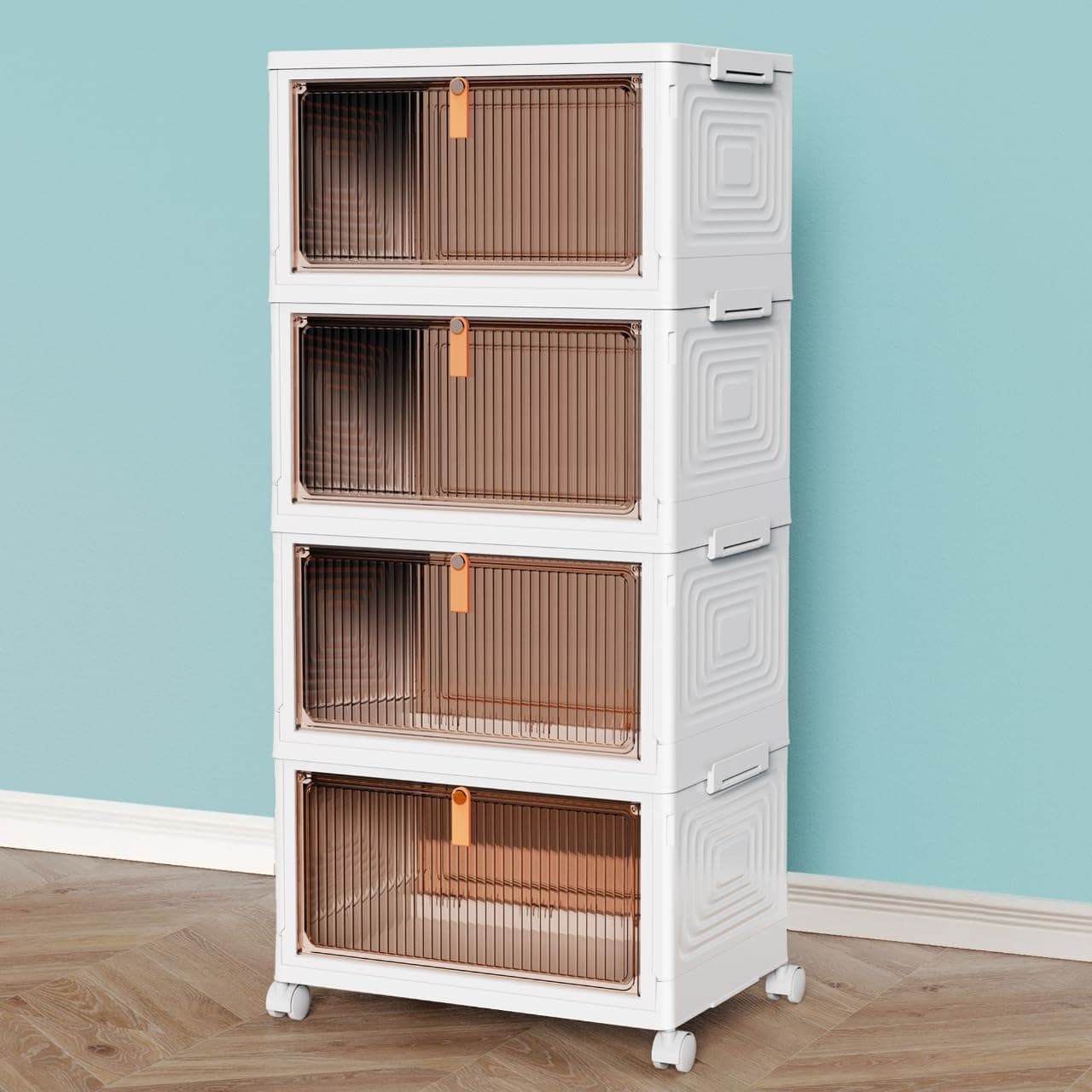 CTSNSLH 4-Tier 23qt Rolling Storage Bins with Lids