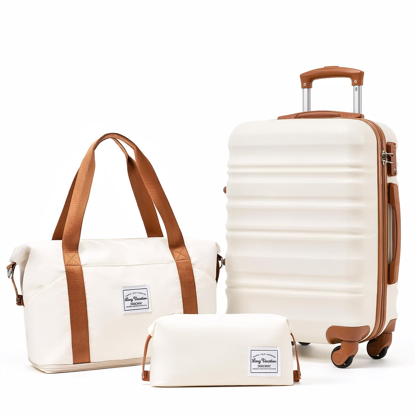 LONG VACATION 20-Inch 3-Piece Carry-On Luggage Set
