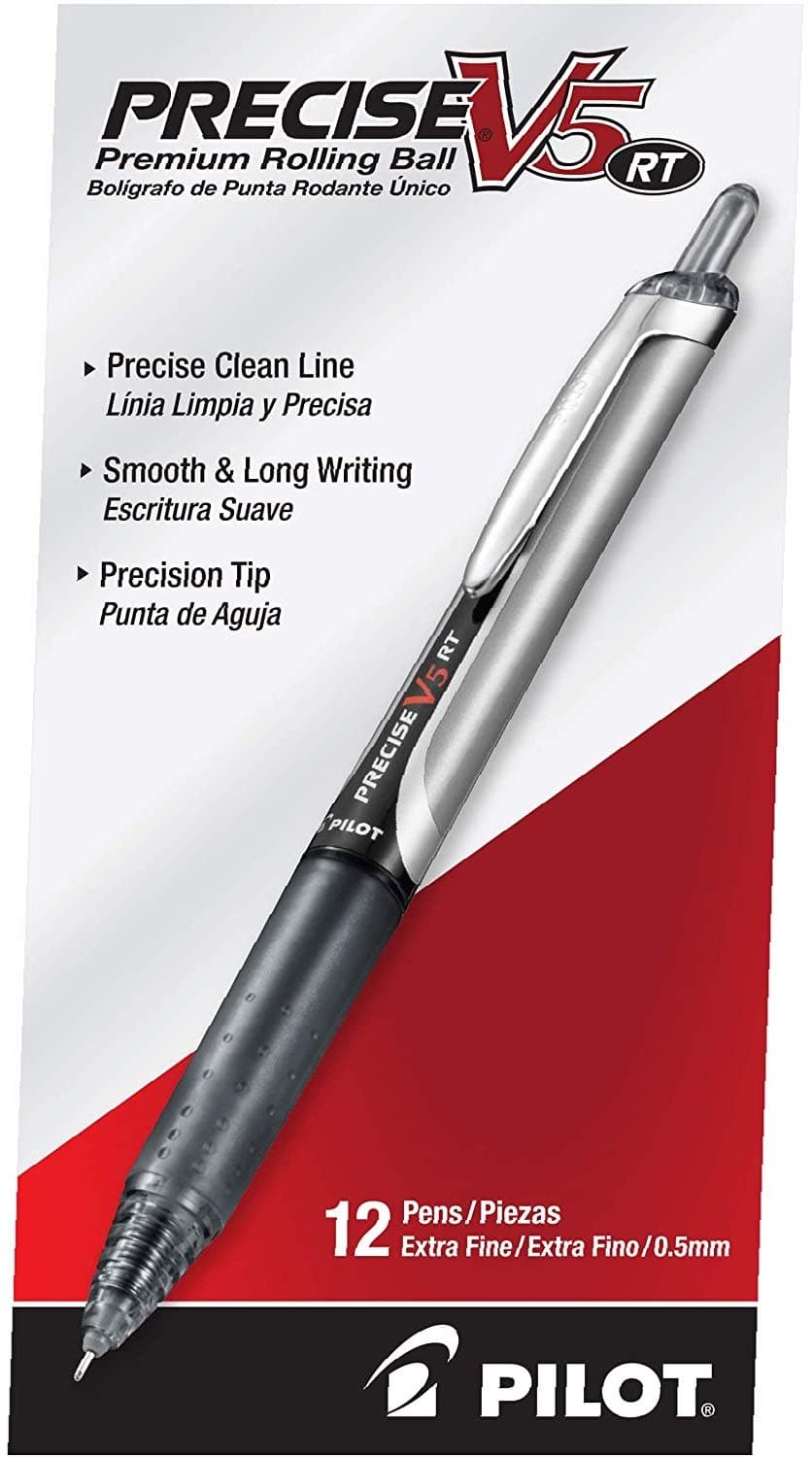 Pilot Precise V5 RT Rollerball Pens, 0.5mm, 12-Pack