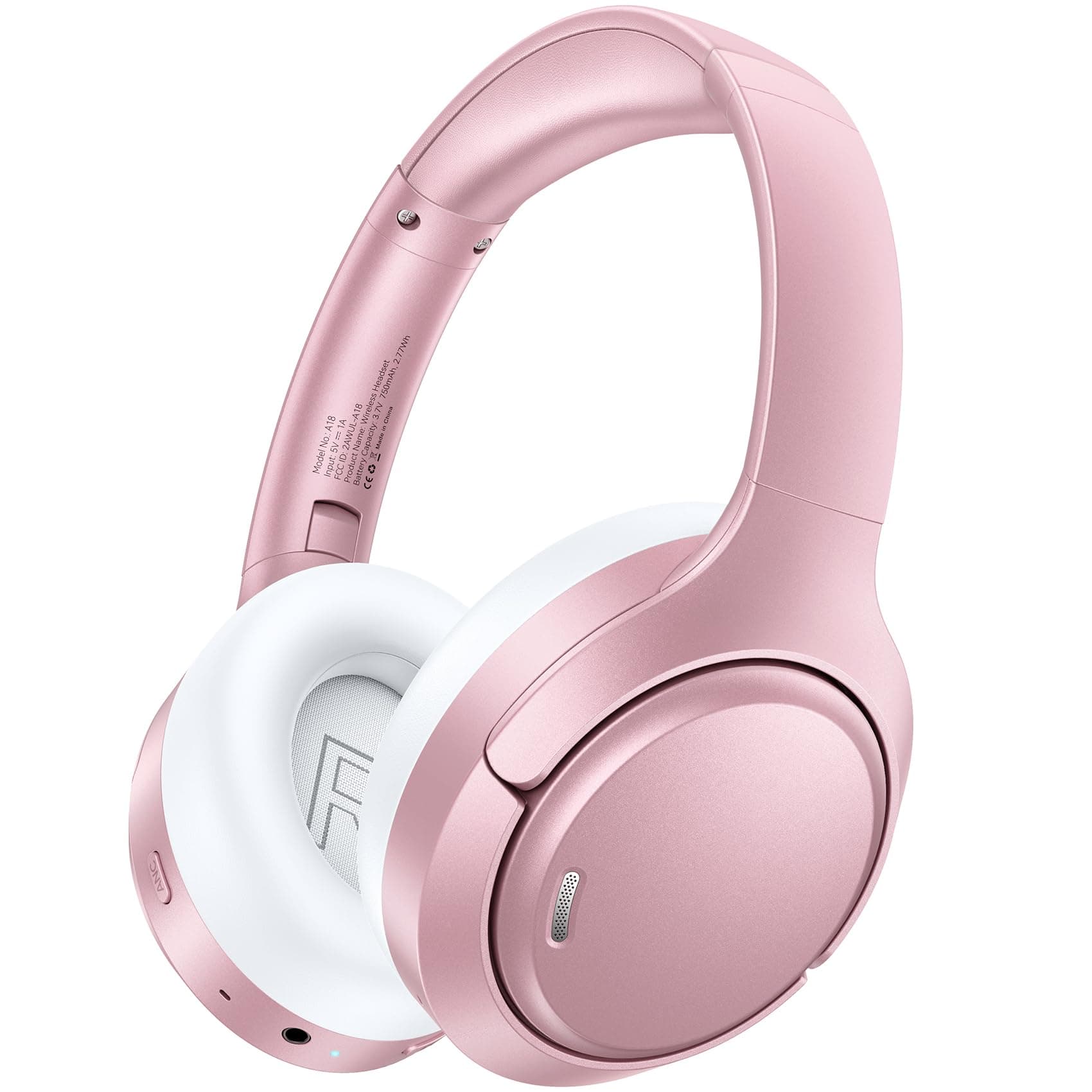 Hybrid ANC Wireless Headphones with Memory-Foam Cups