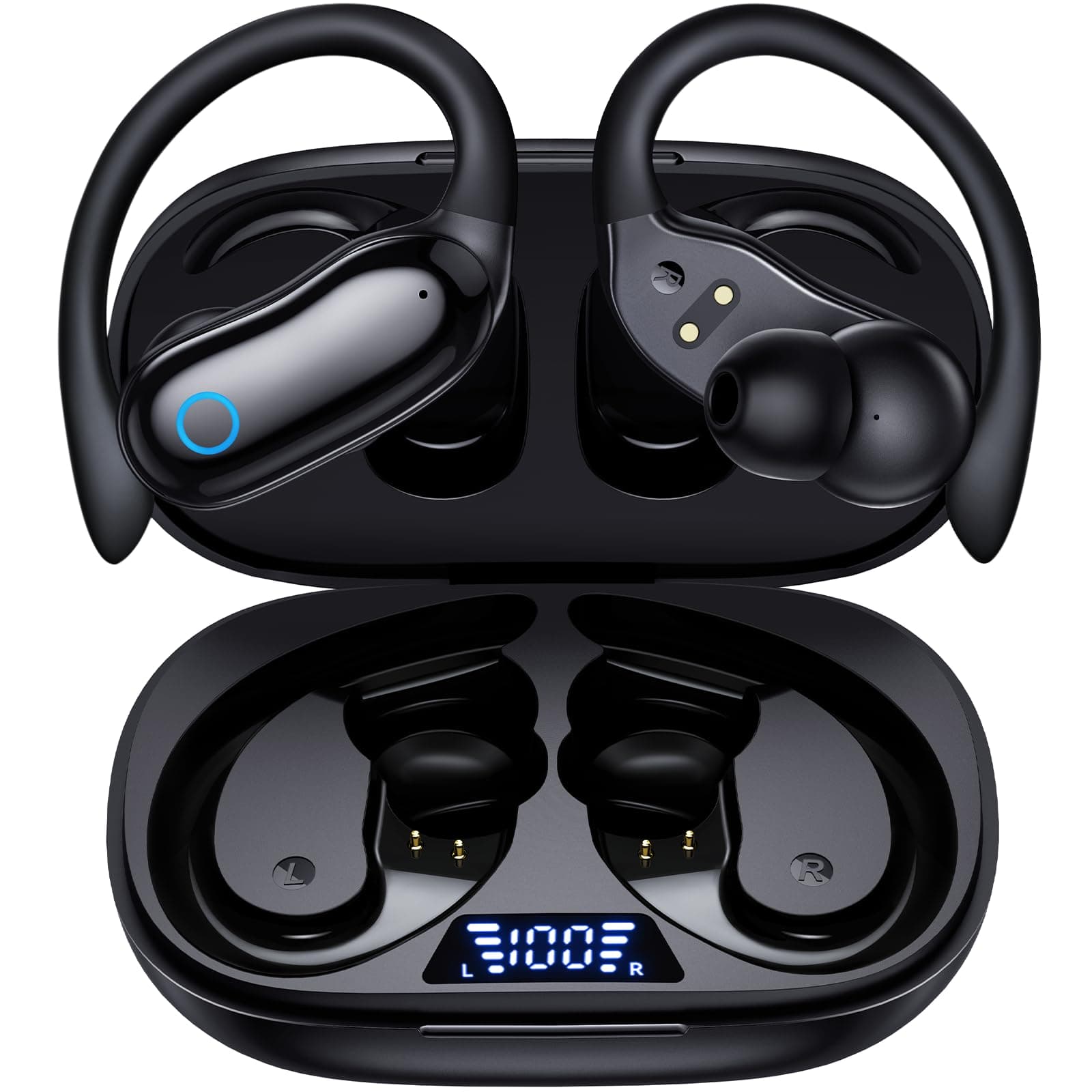GNMN ANC Sport Earbuds with Earhooks, IPX7, 96H Total