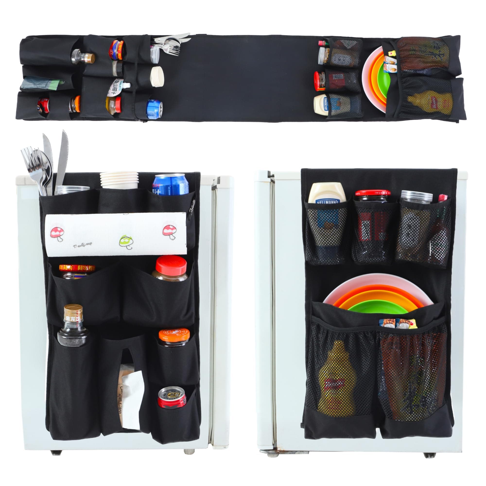 Hanging Mini Fridge Caddy Organizer, Black