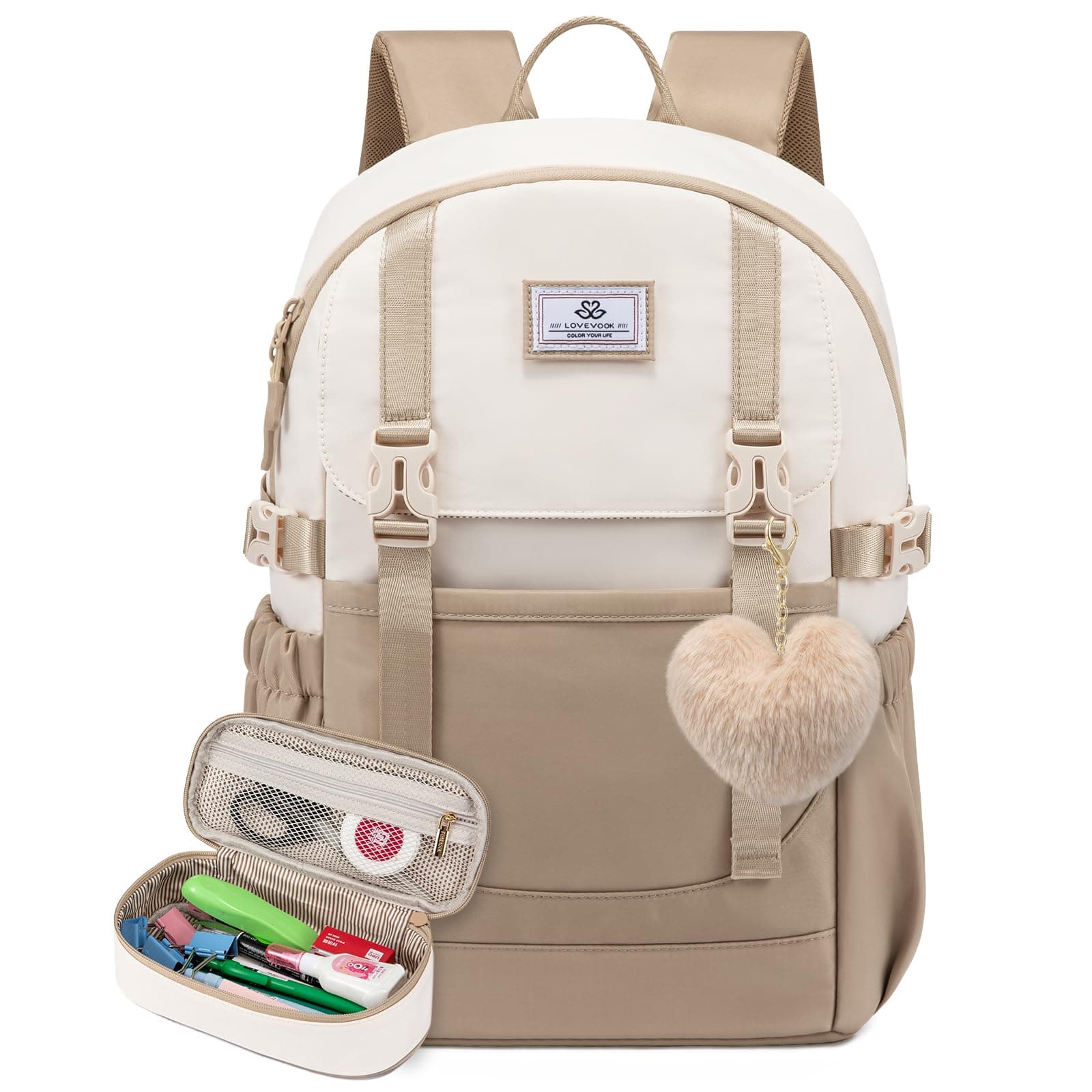 LOVEVOOK Teen School Backpack with Pencil Case