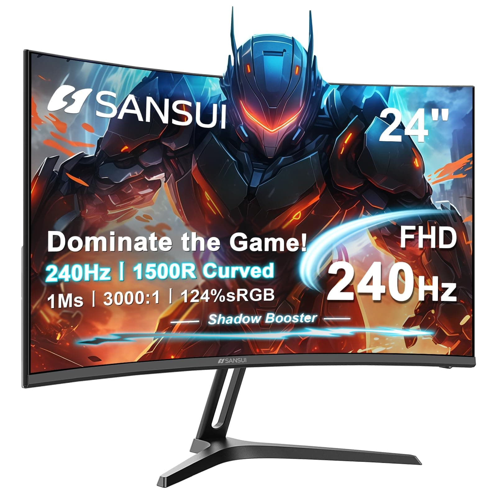 SANSUI 24" Curved 240Hz FHD Gaming Monitor