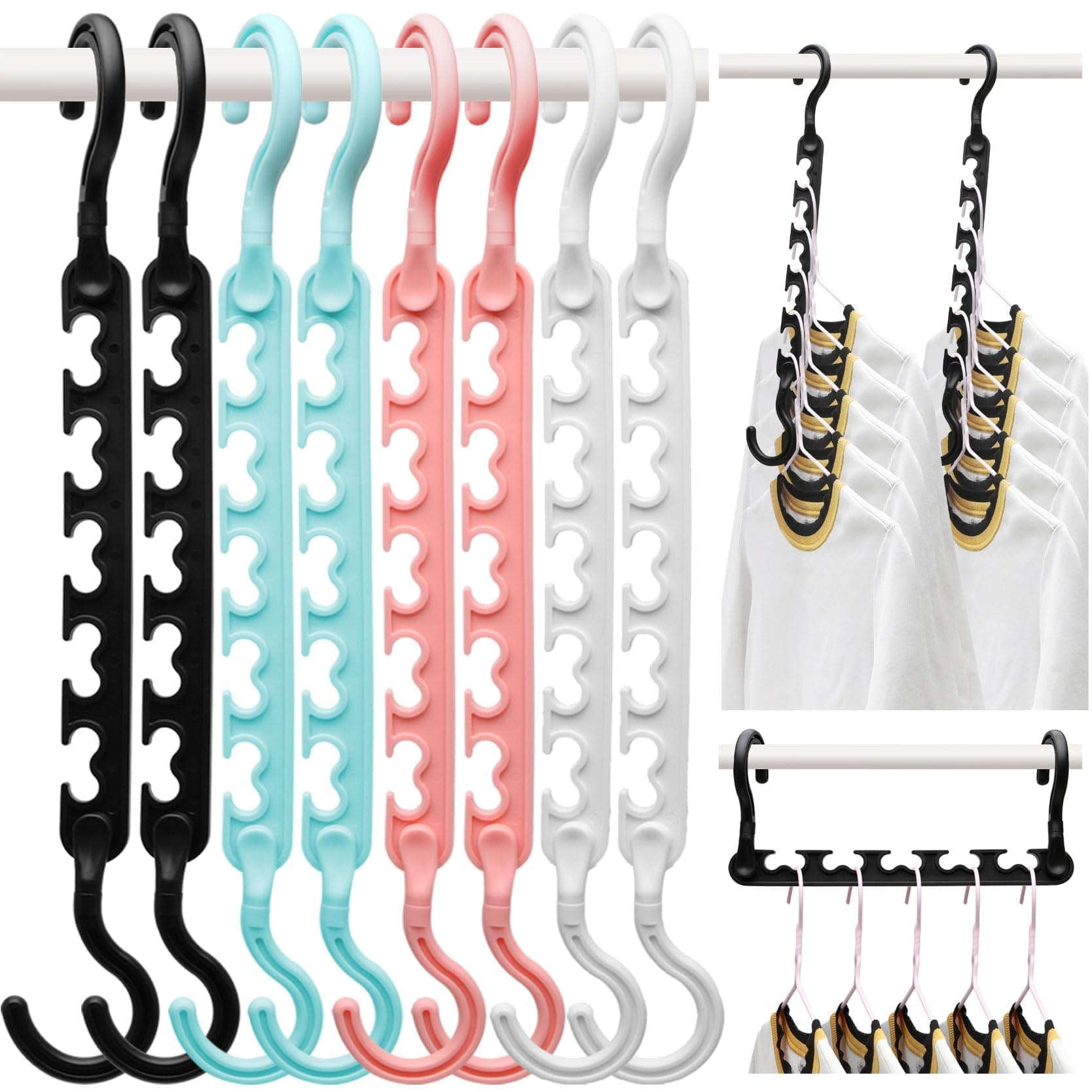 8-Pack Space-Saving Closet Hangers for Dorm Wardrobes