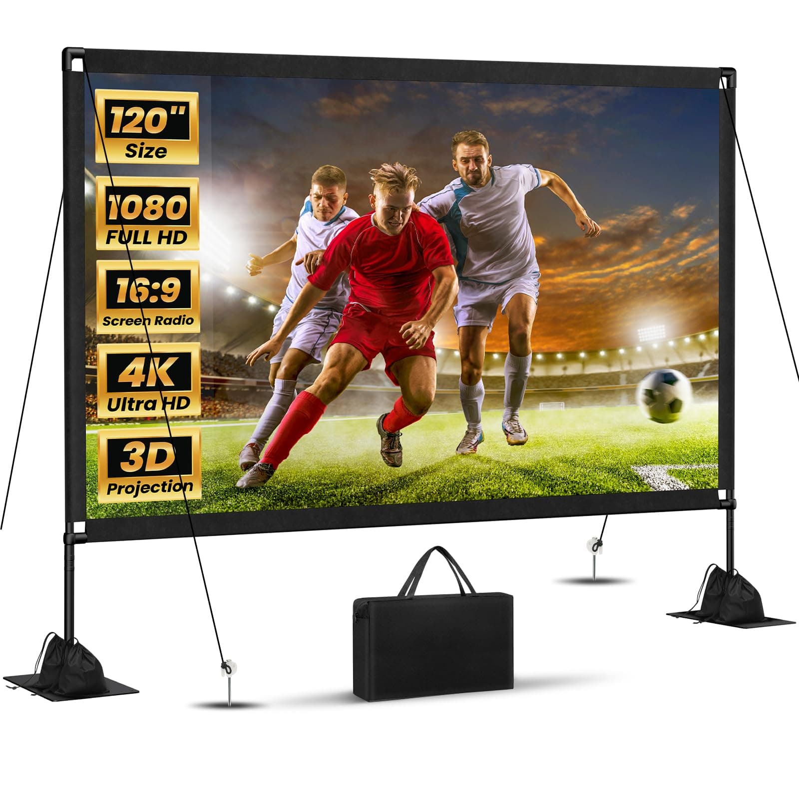120-Inch Portable Projector Screen with Stand