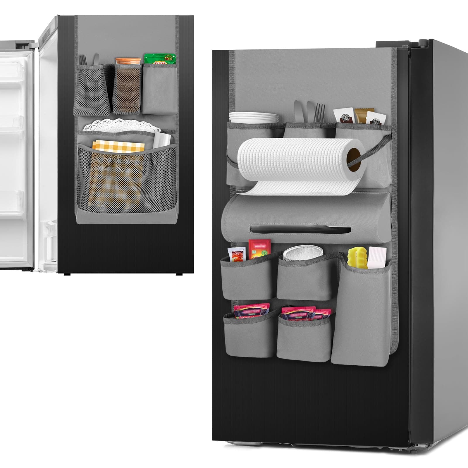 14-Pocket Mini Fridge Caddy and Dust Cover, Gray