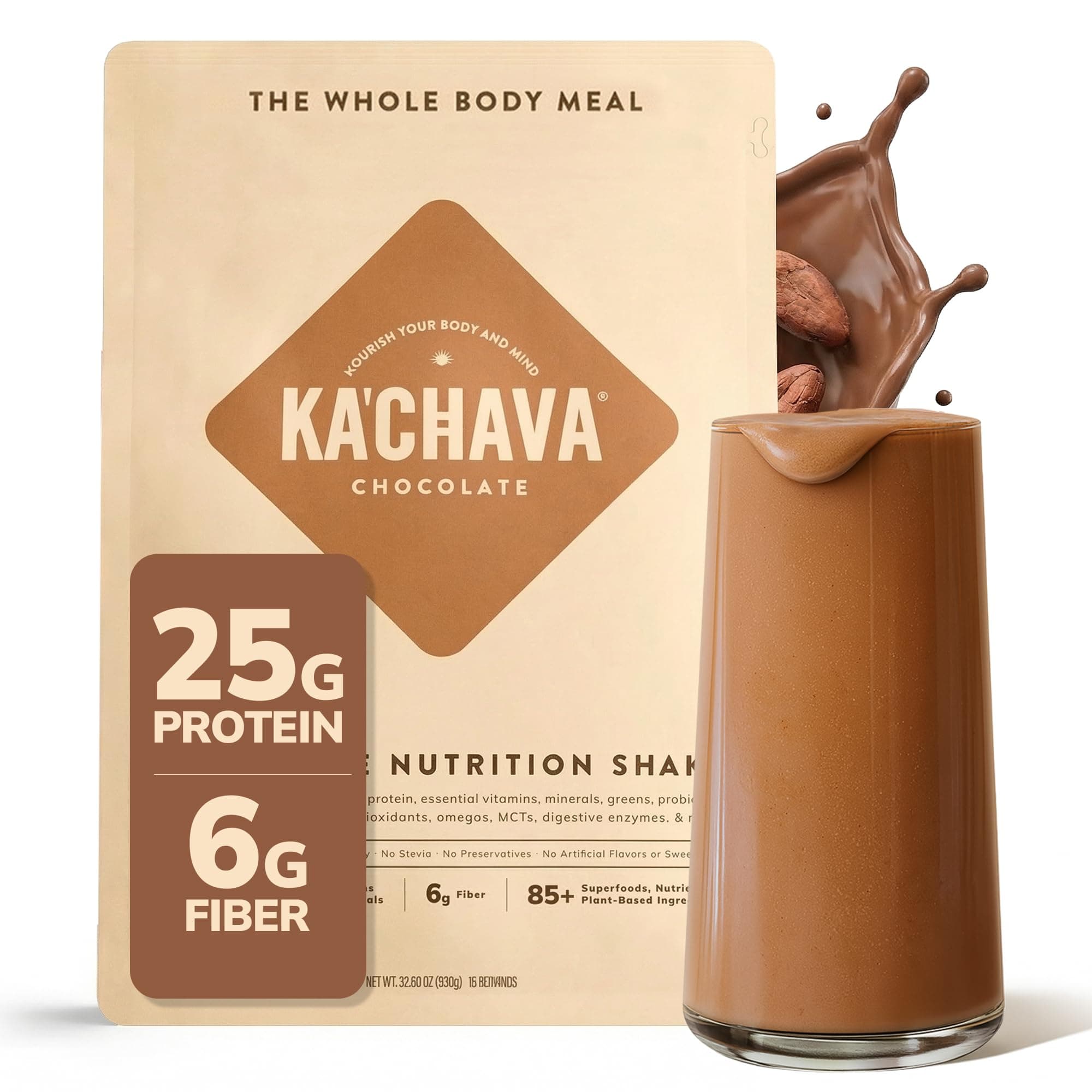 Ka'Chava Chocolate Whole Body Meal Shake, 2 lb, 15 Servings