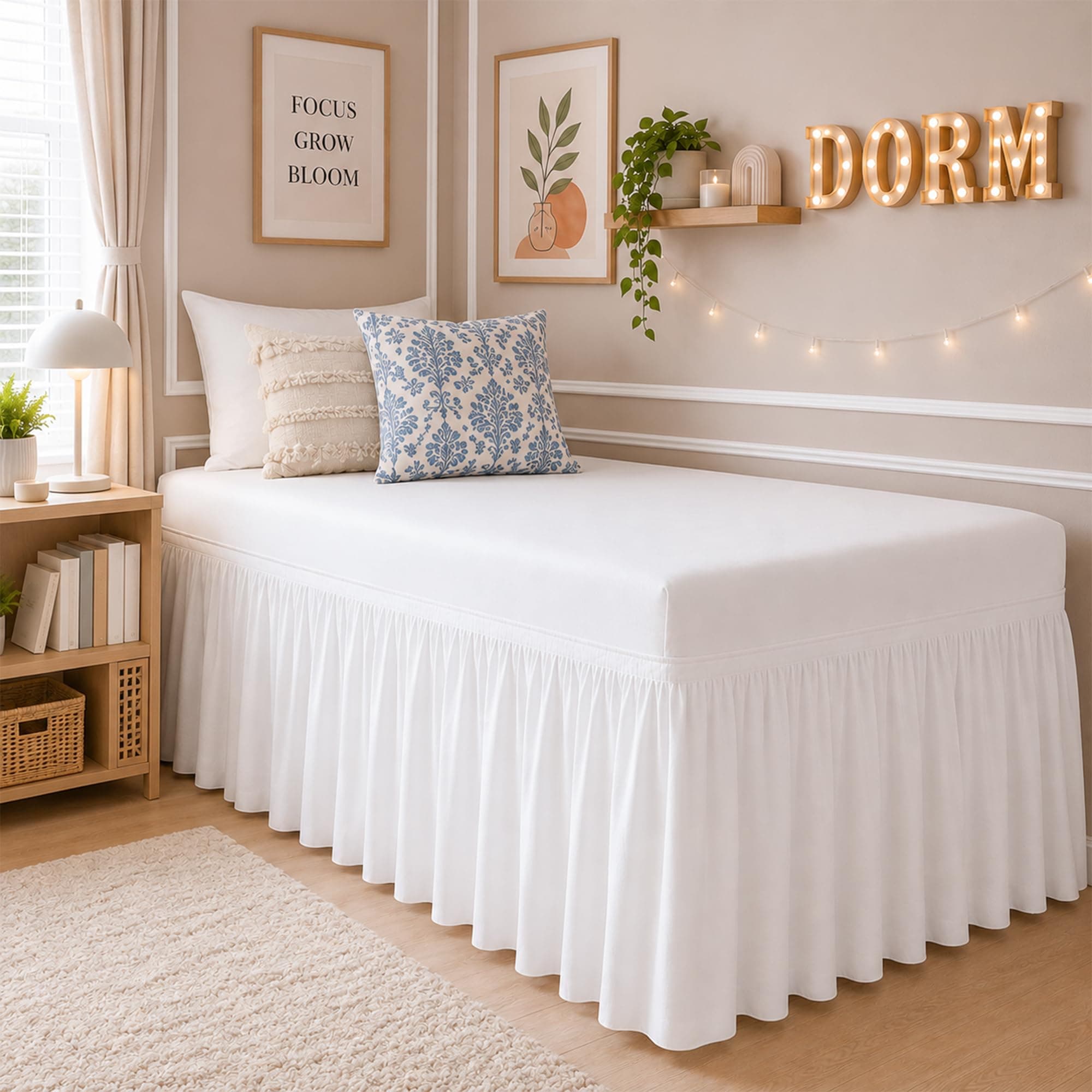Cottingon Twin XL Dorm Bed Skirt, 36-Inch Drop, White