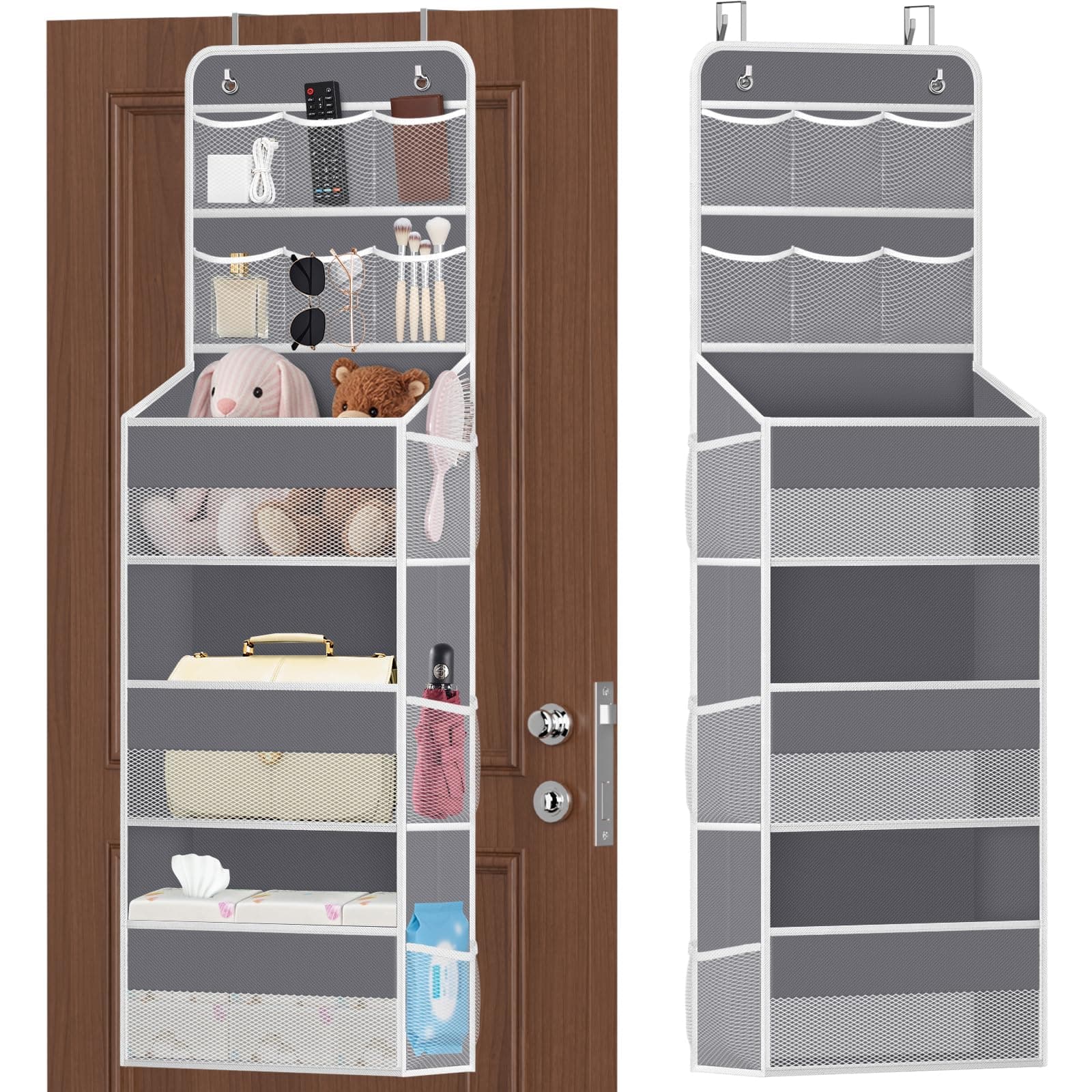 SpaceHacks 5-Tier Over-Door Mesh Organizer, Dark Grey