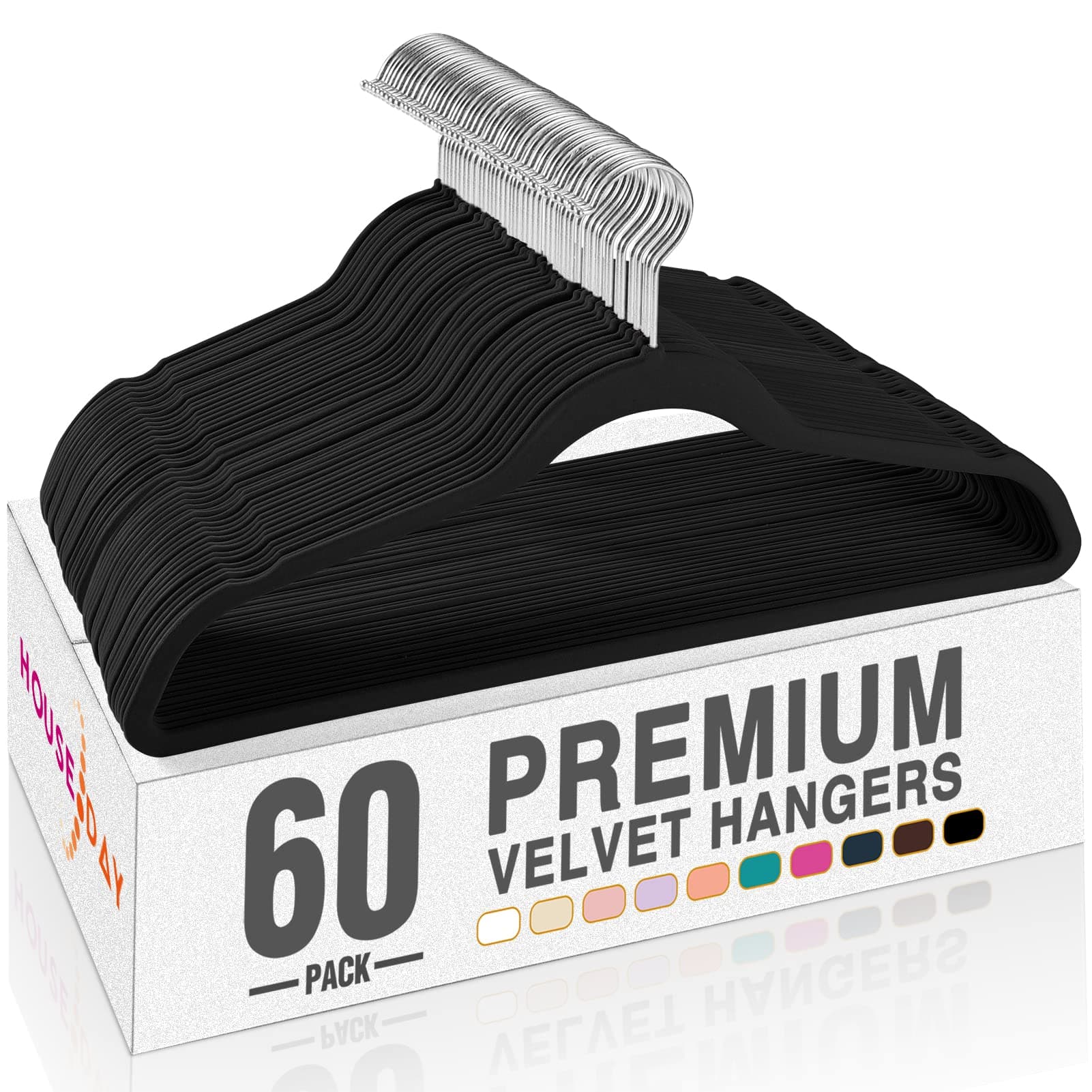 HOUSE DAY Black Velvet Hangers (60-Pack)
