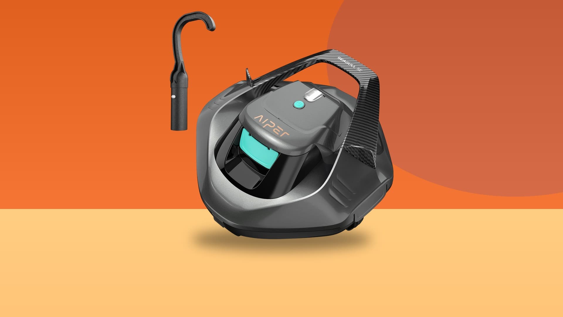 AIPER Seagull SE cordless robotic pool vacuum on a colorful background