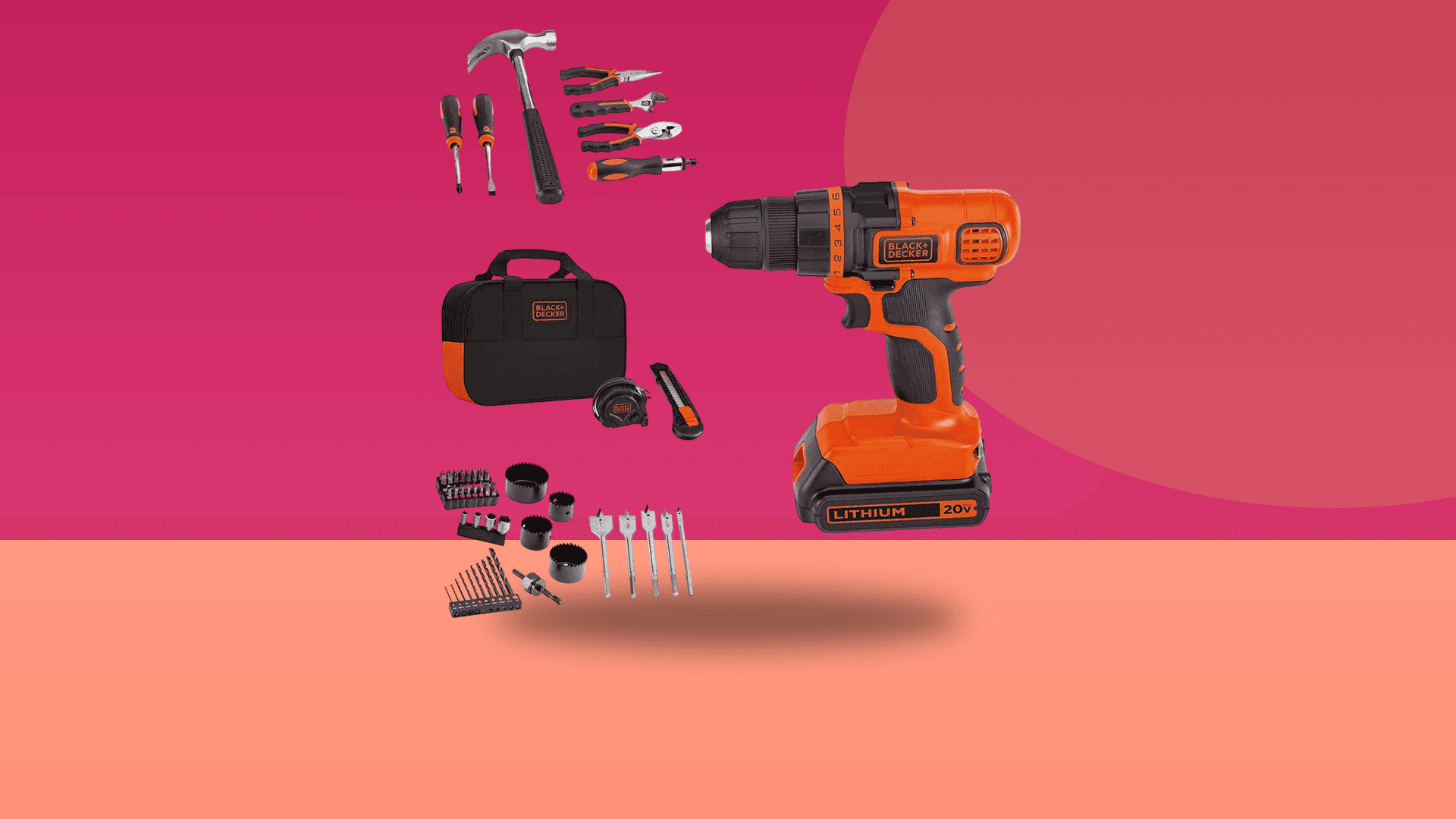 BLACK+DECKER LDX120PK 20V MAX cordless drill and 68-piece home tool kit