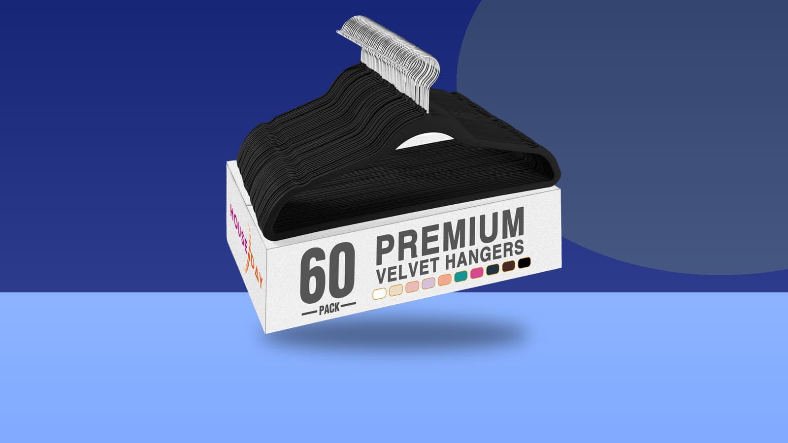 HOUSE DAY Black Velvet Hangers 60 Pack, Non Slip C