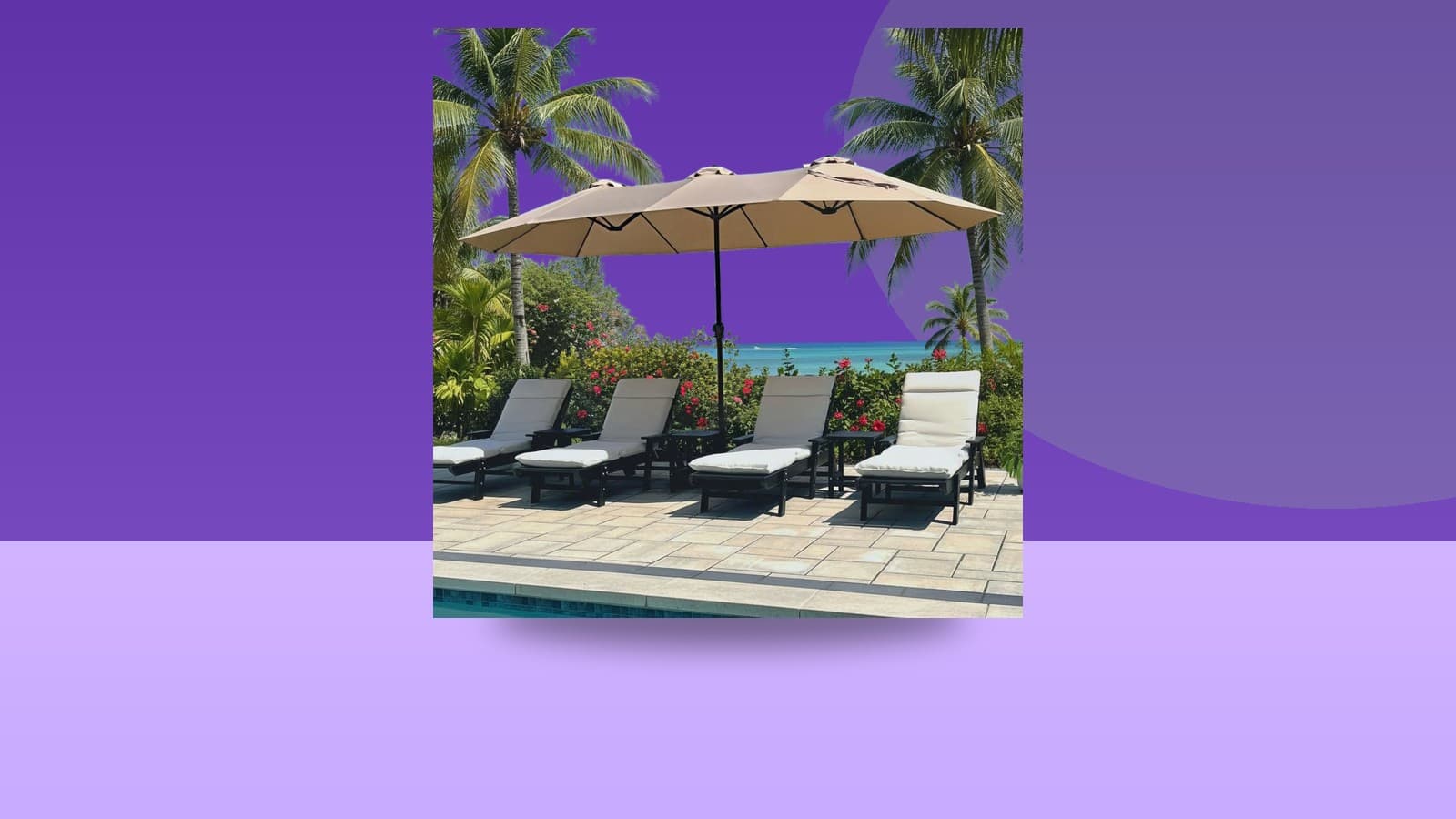 PHI VILLA 15ft Large Patio Umbrellas with Base Inc