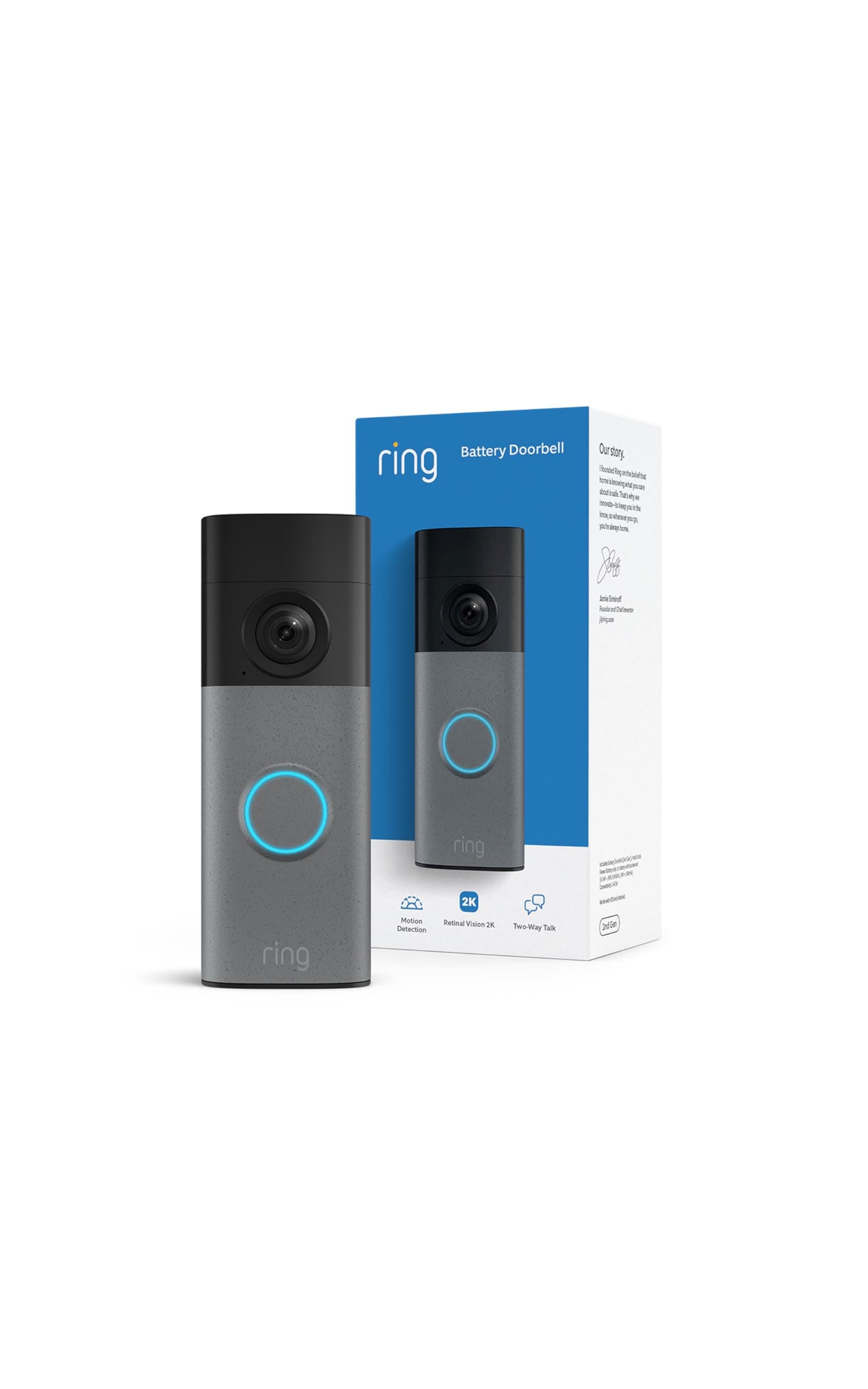 Ring Battery Doorbell (Newest Model) Speckled Gray