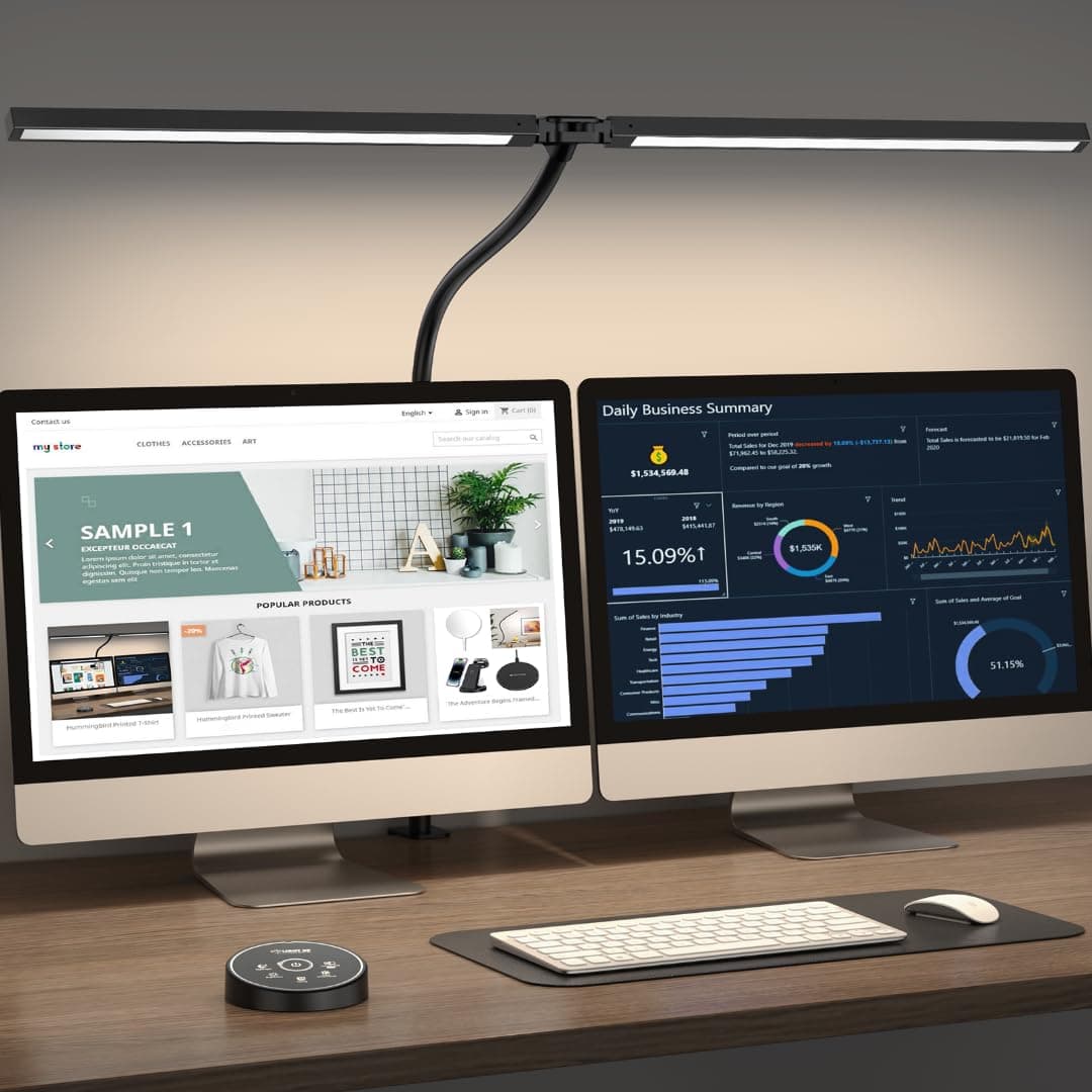 24W Clamp Desk Lamp for Dual Monitors, 5 Colors