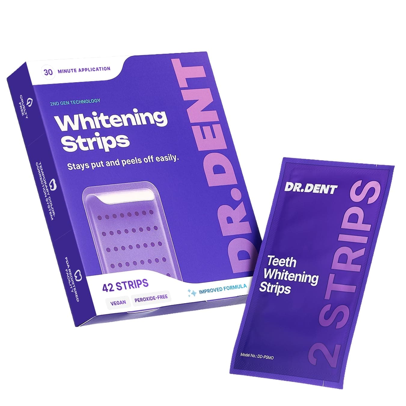DRDENT Purple Whitening Strips, 21 Treatments