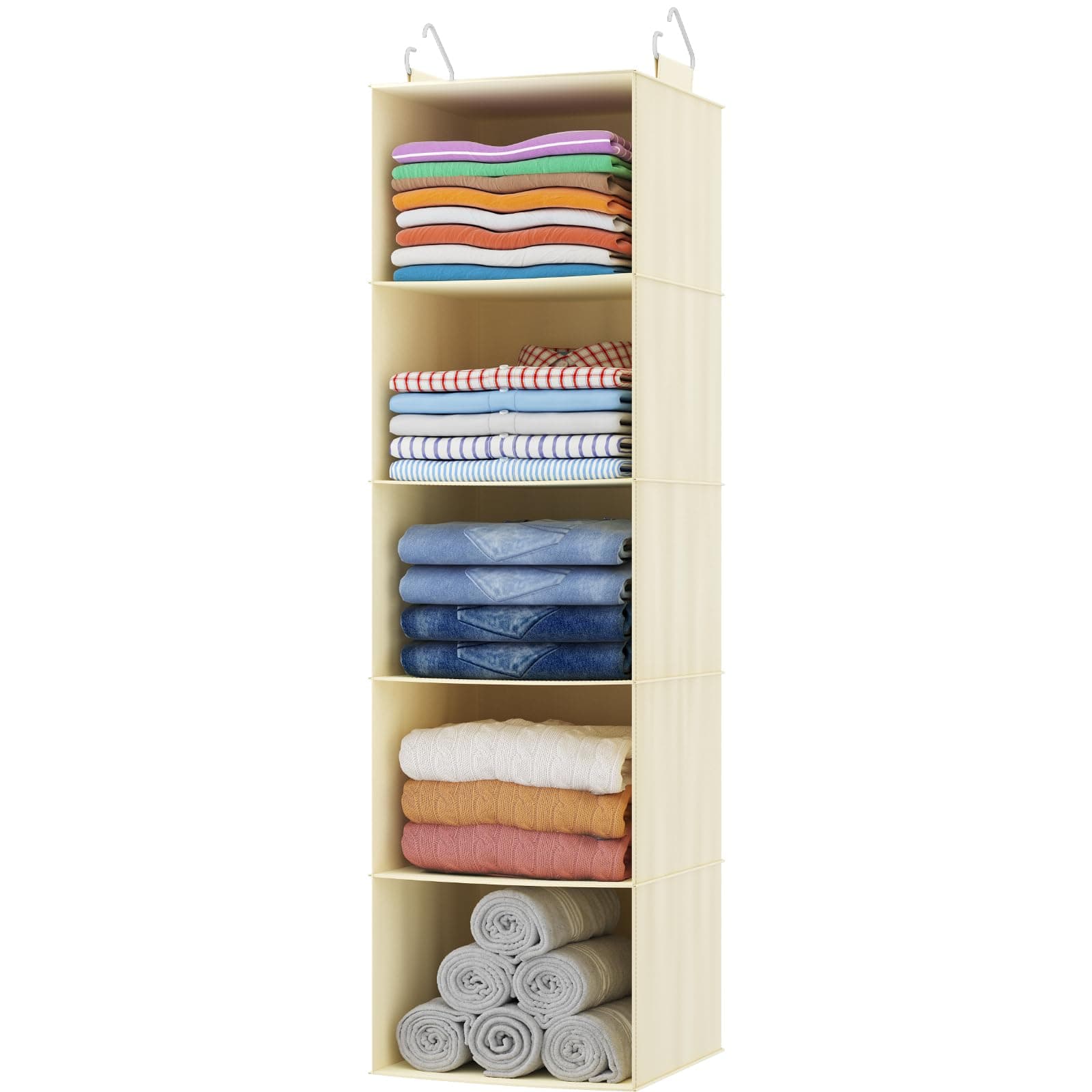 Lifewit 5-Tier Hanging Closet Organizer, Beige