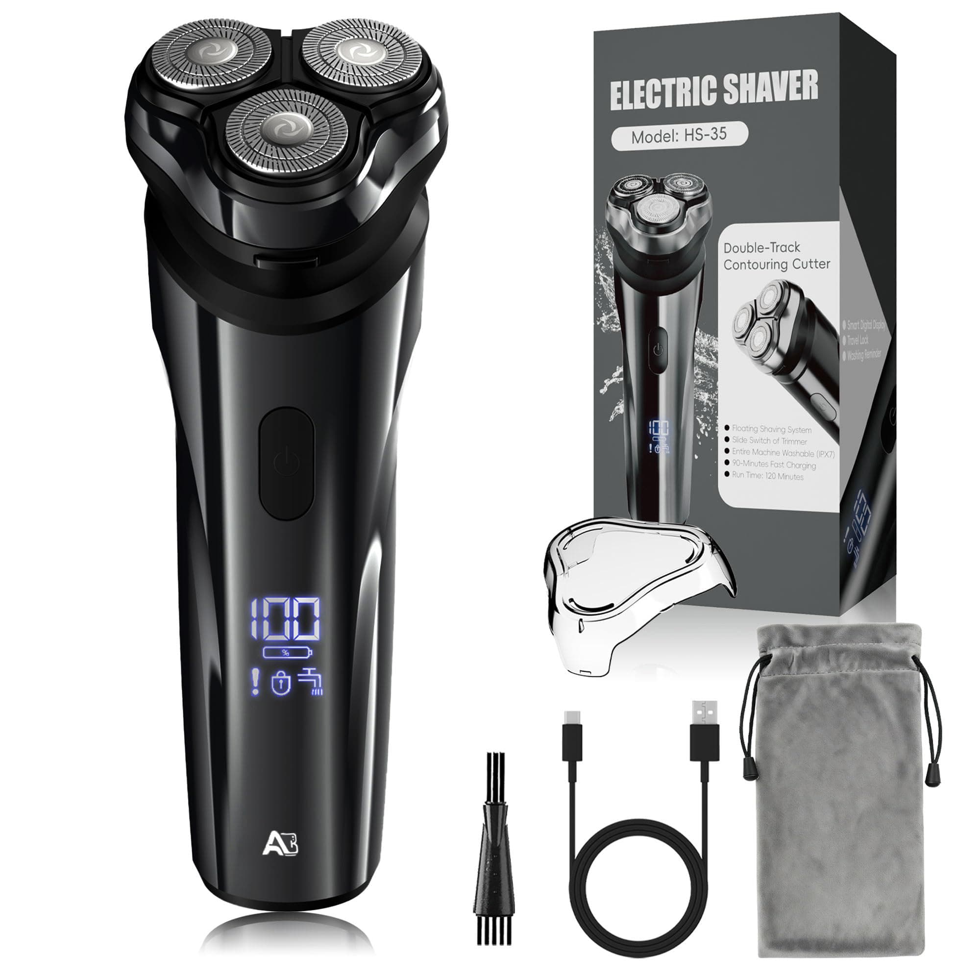 ABGAB 4D Floating Head Rotary Shaver for Men, IPX7