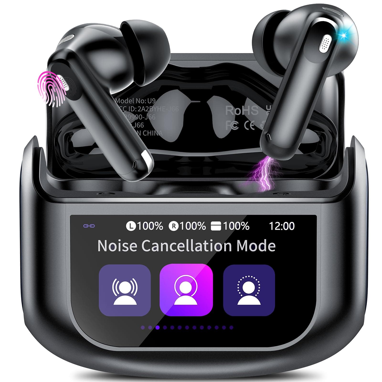 ANC Wireless Earbuds with Touch-Screen Case
