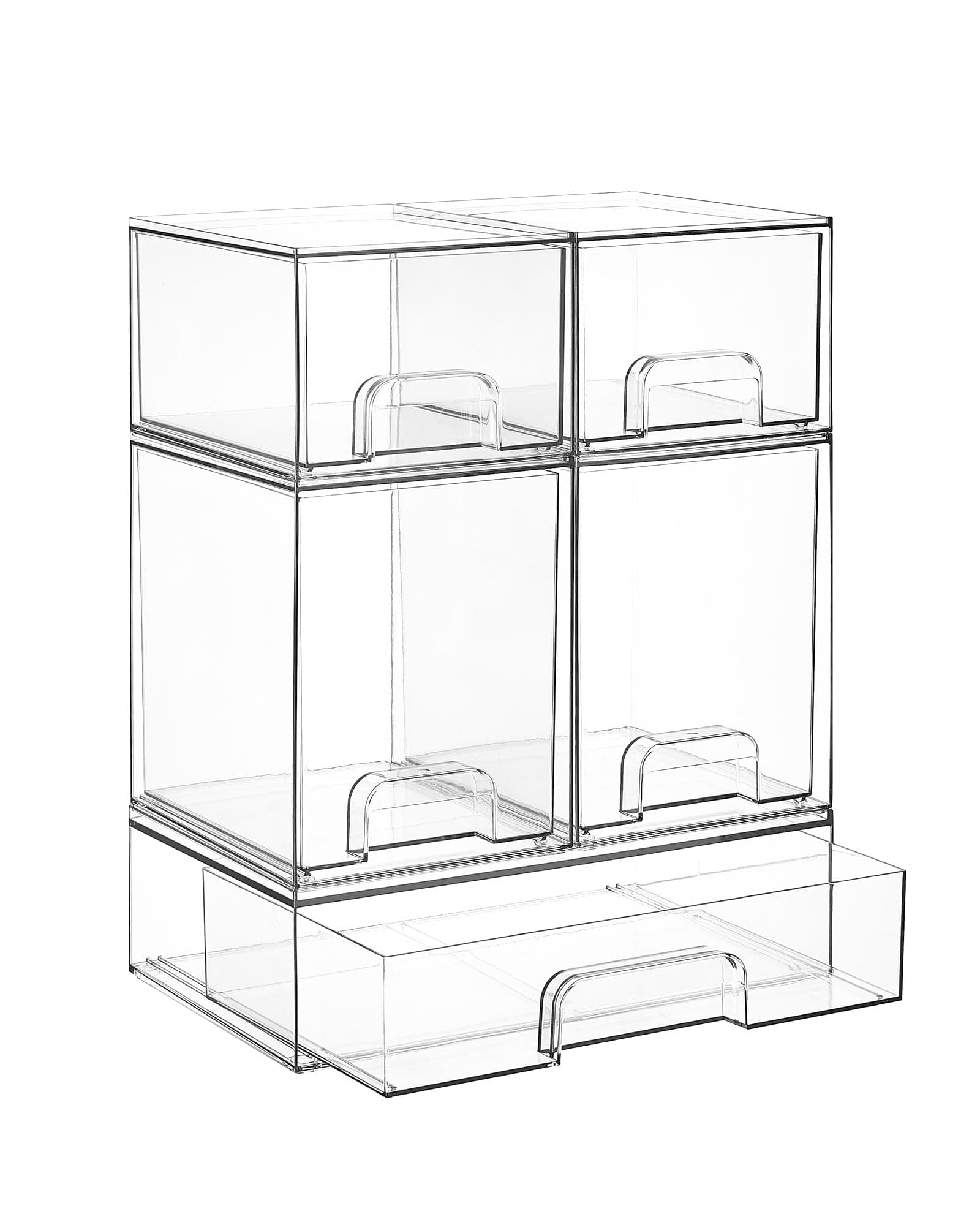 Vtopmart Stackable Clear Storage Drawers, Set of 5