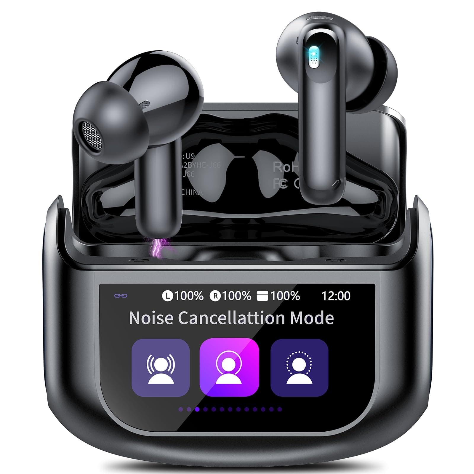 QXUFV AI Translation Earbuds with Touch Screen Case