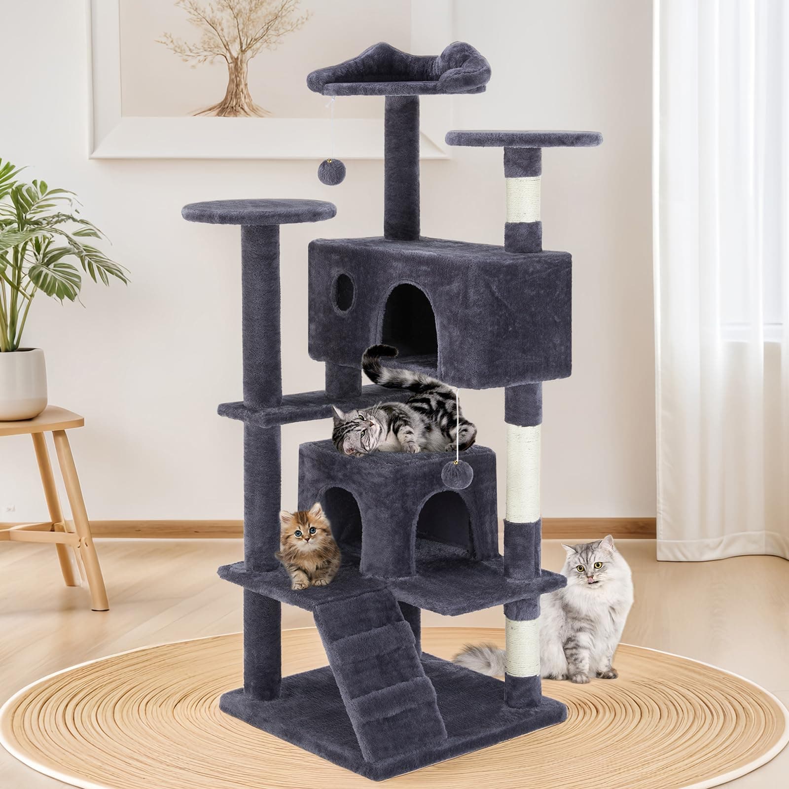 Aidoly 54-Inch Cat Tree with Sisal Scratching Posts