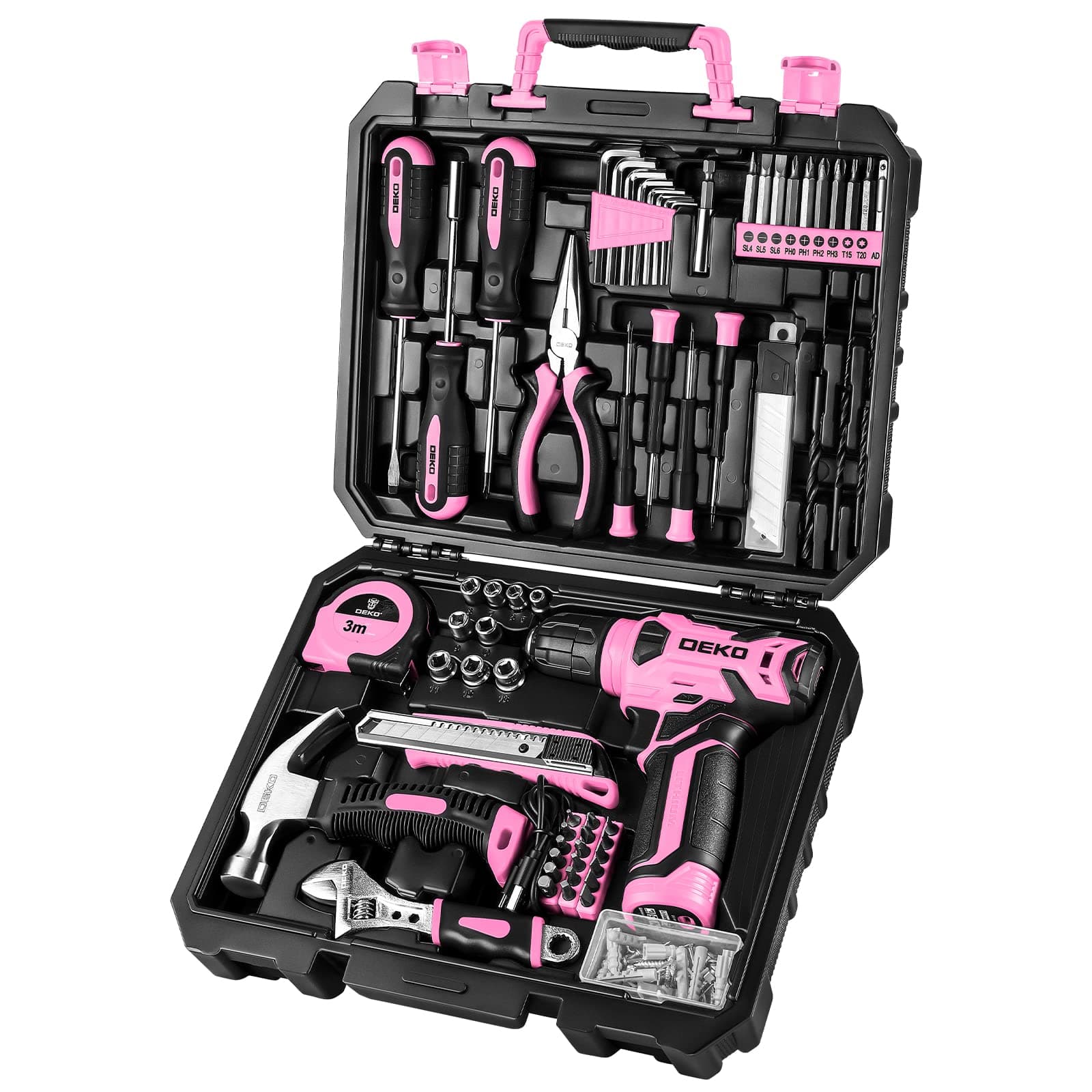 DEKOPRO Home Tool Set with 8V Cordless Drill (126 pcs)