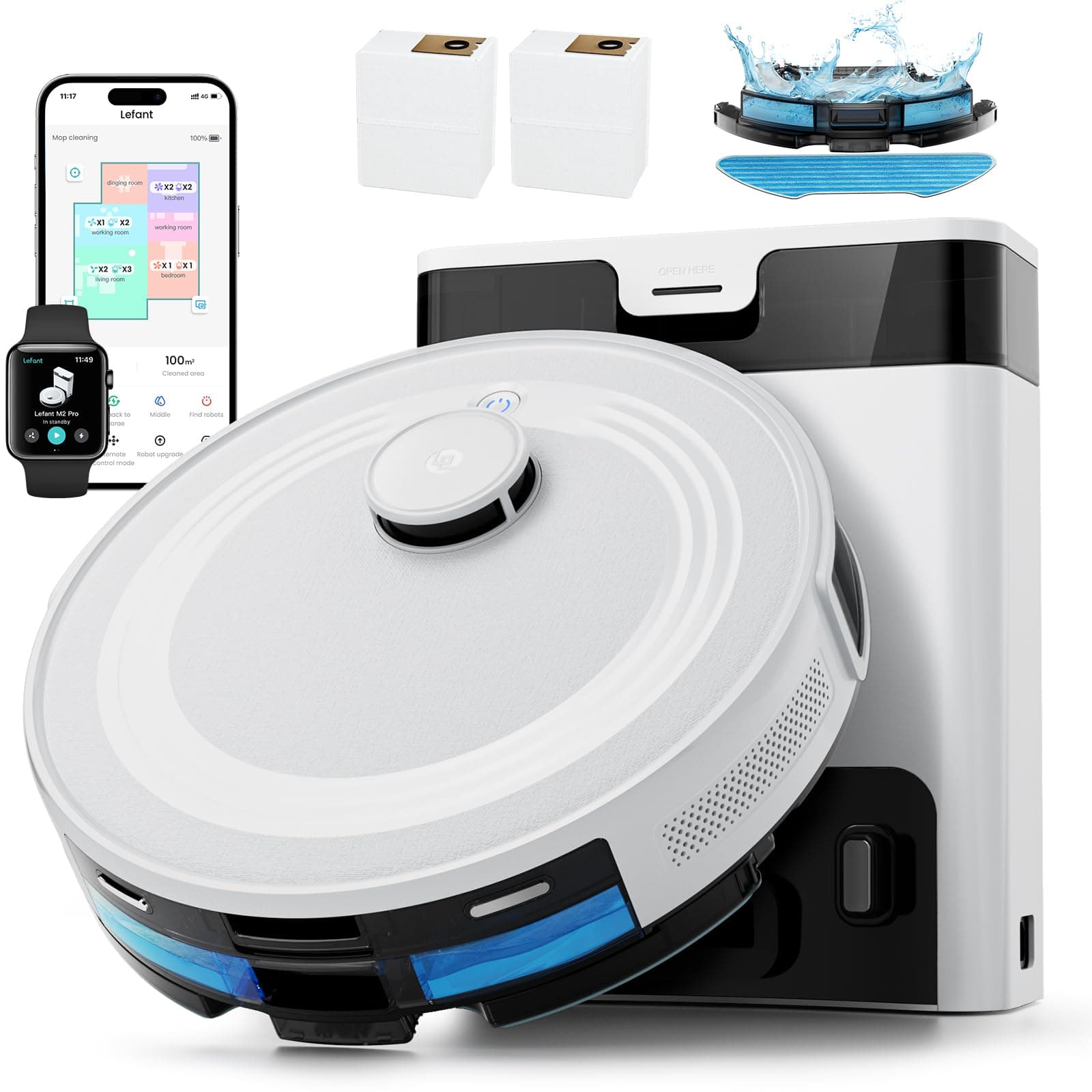 Lefant M2 Pro Robot Vacuum and Mop, Self-Emptying