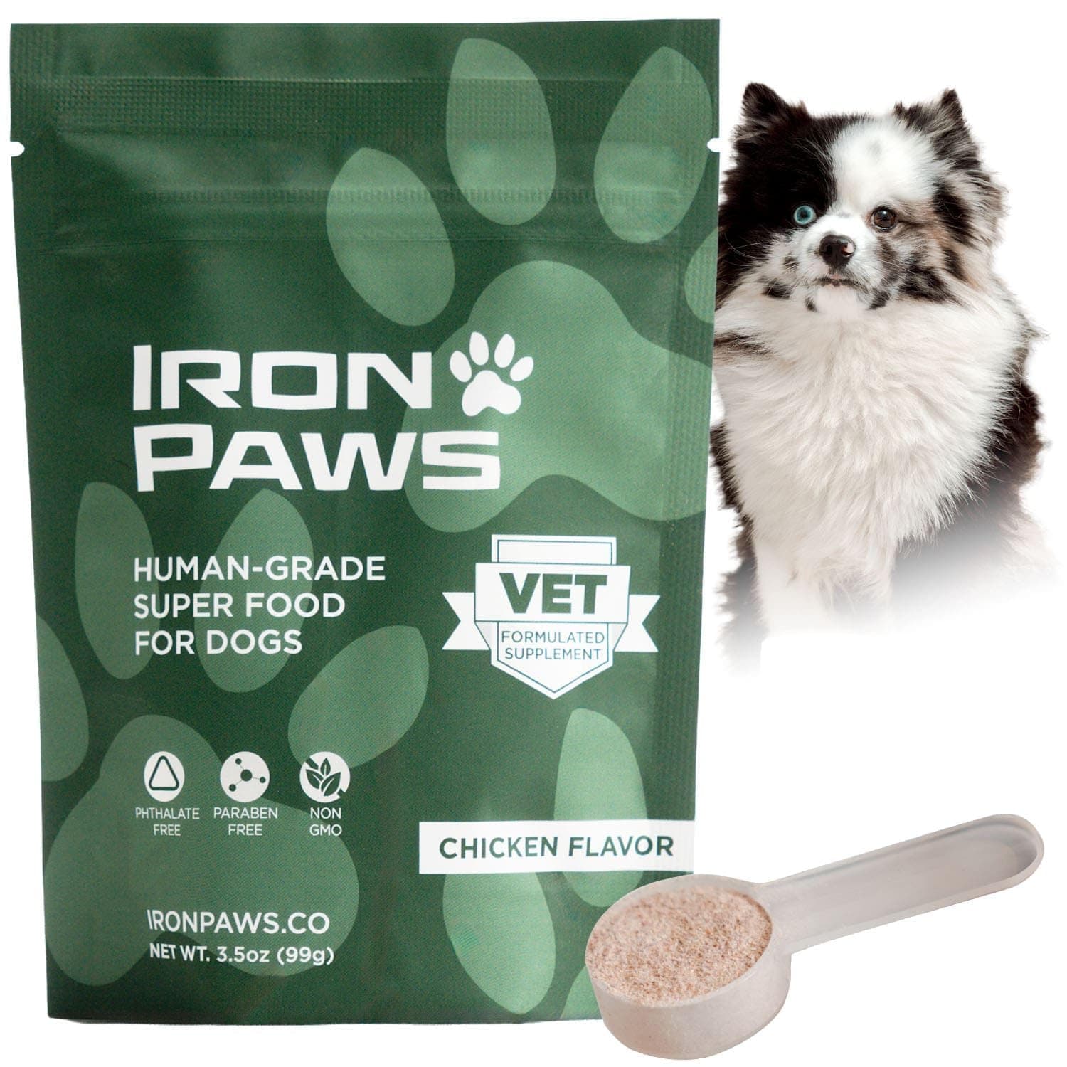 Iron Paws Greens Powder Dog Food Topper, 3.5 oz