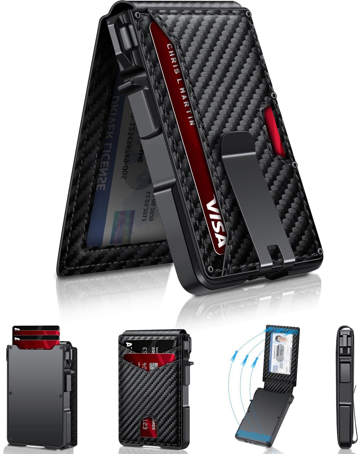 ZALVEX Minimalist Wallet for Men with Money Clip