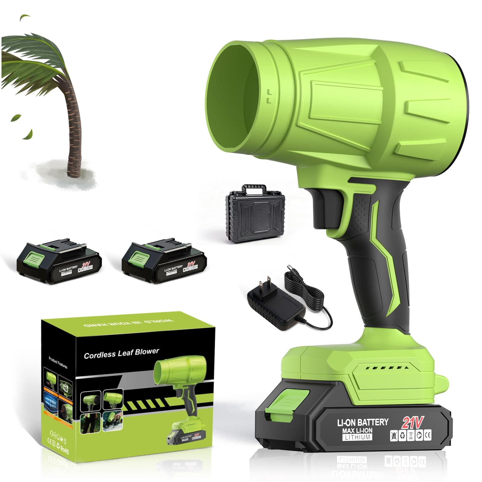 Cordless Leaf Blower with Two 6.0Ah Batteries & Charger