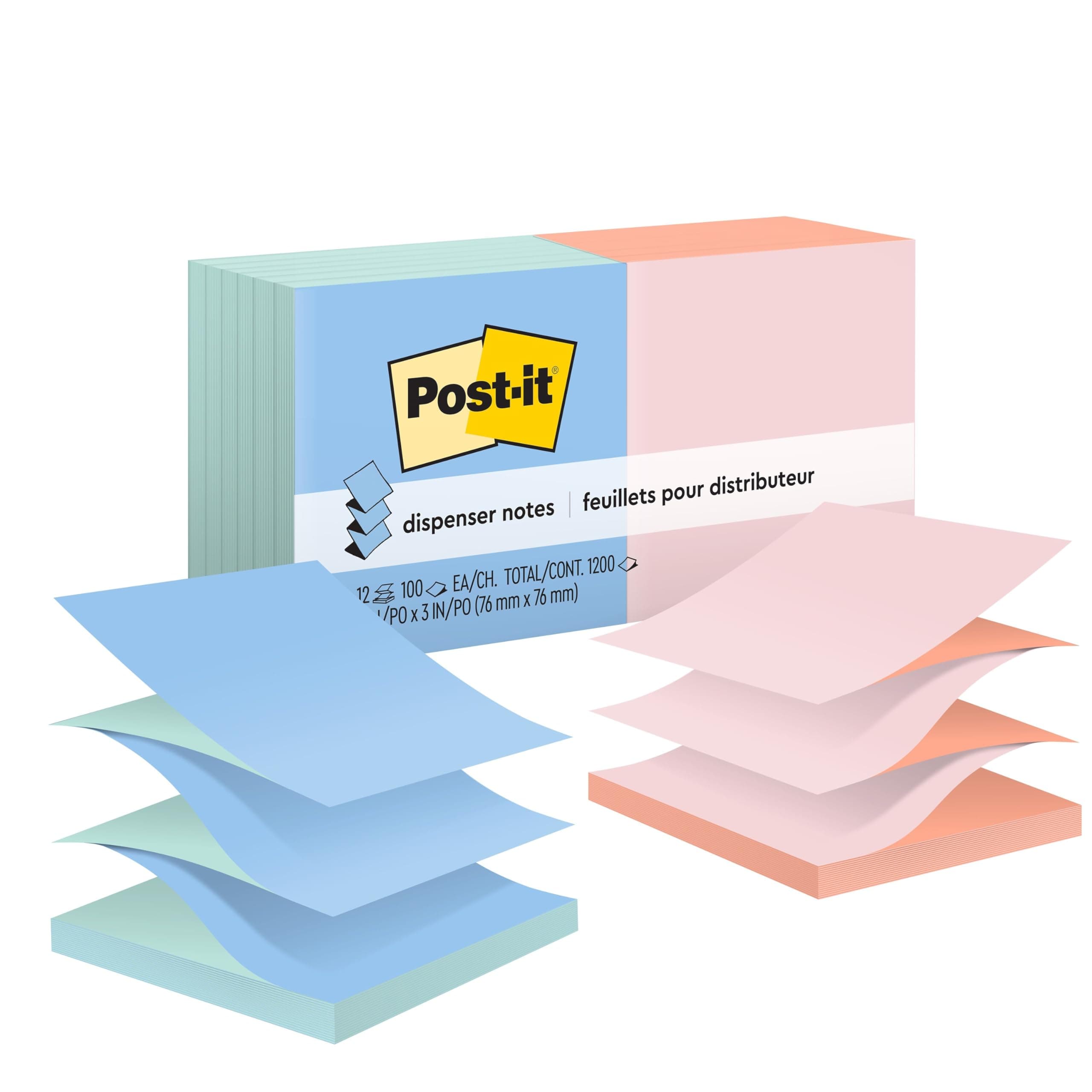 Post-it Pop-up Notes 3x3, 12 Pads, Assorted