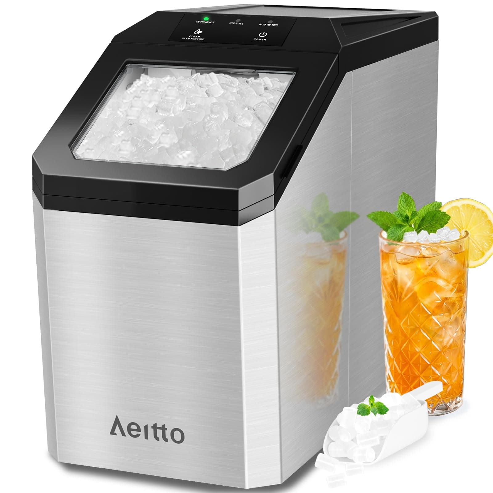 Aeitto Nugget Ice Maker, 55 lbs/Day Countertop
