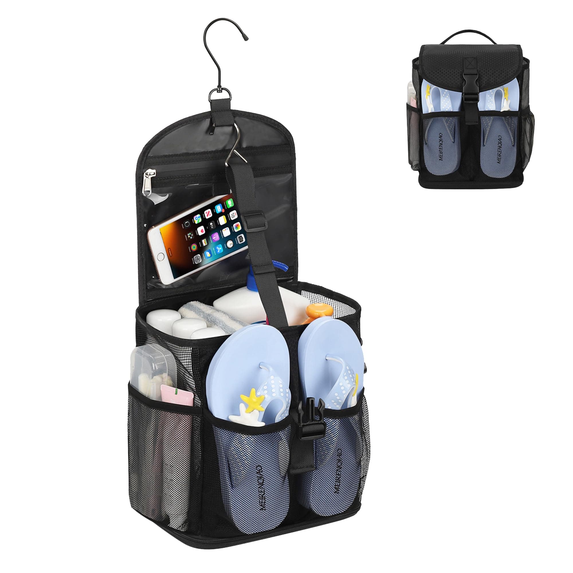 Ethereal Hanging Mesh Shower Caddy Portable for College Dorm Room Essentials, Large Capacity Shower Bag for Guys/Girls, for Beach, Swimming, Gym