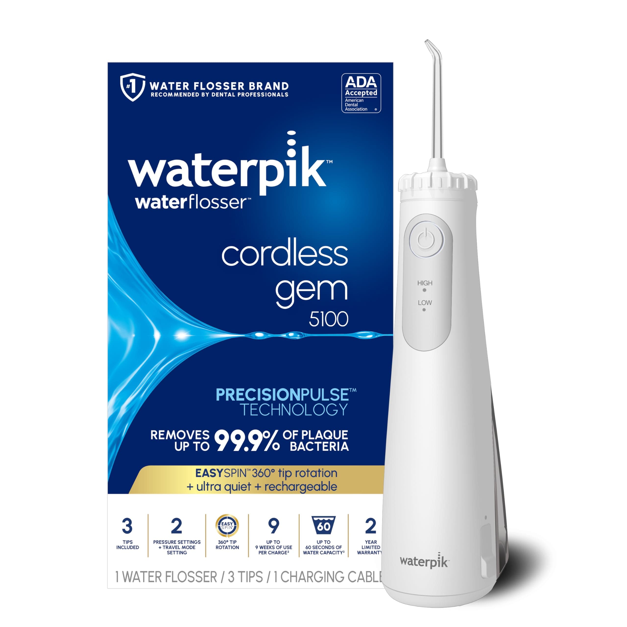Waterpik Cordless Gem 5100 Water Flosser, ADA Accepted
