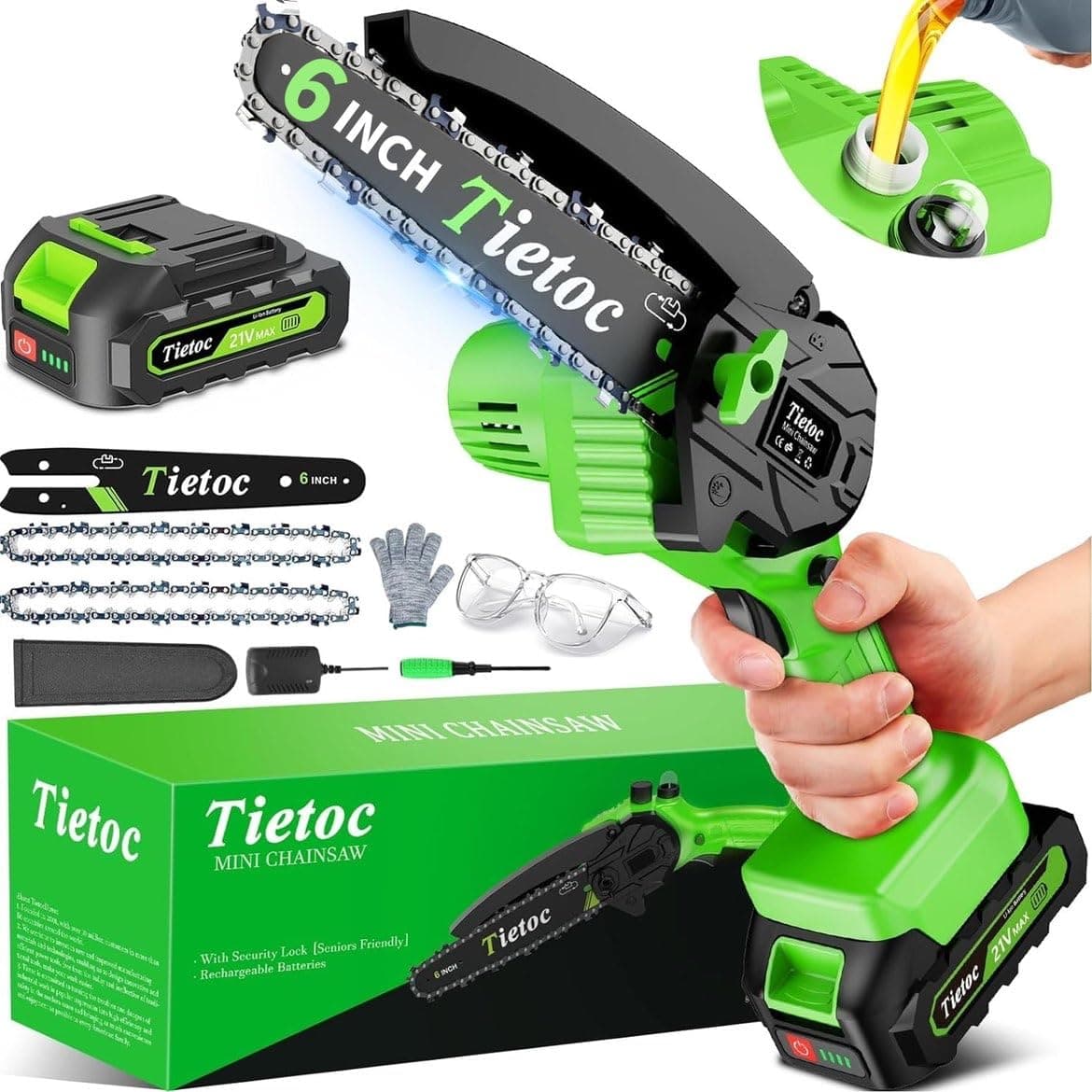 Tietoc 6-Inch Cordless Mini Chainsaw