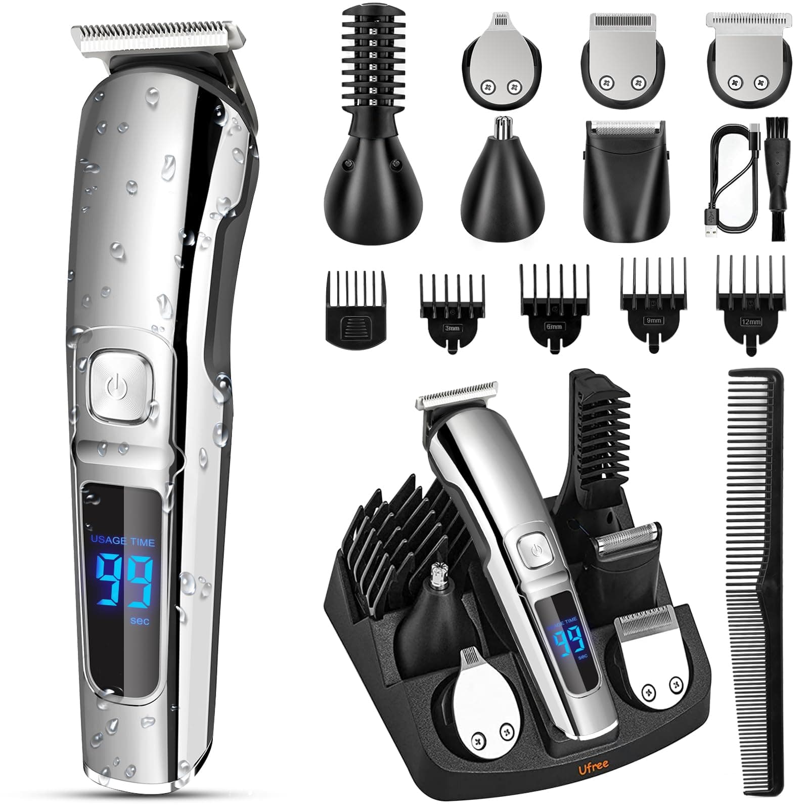 Ufree 6-in-1 Waterproof Beard & Body Grooming Kit