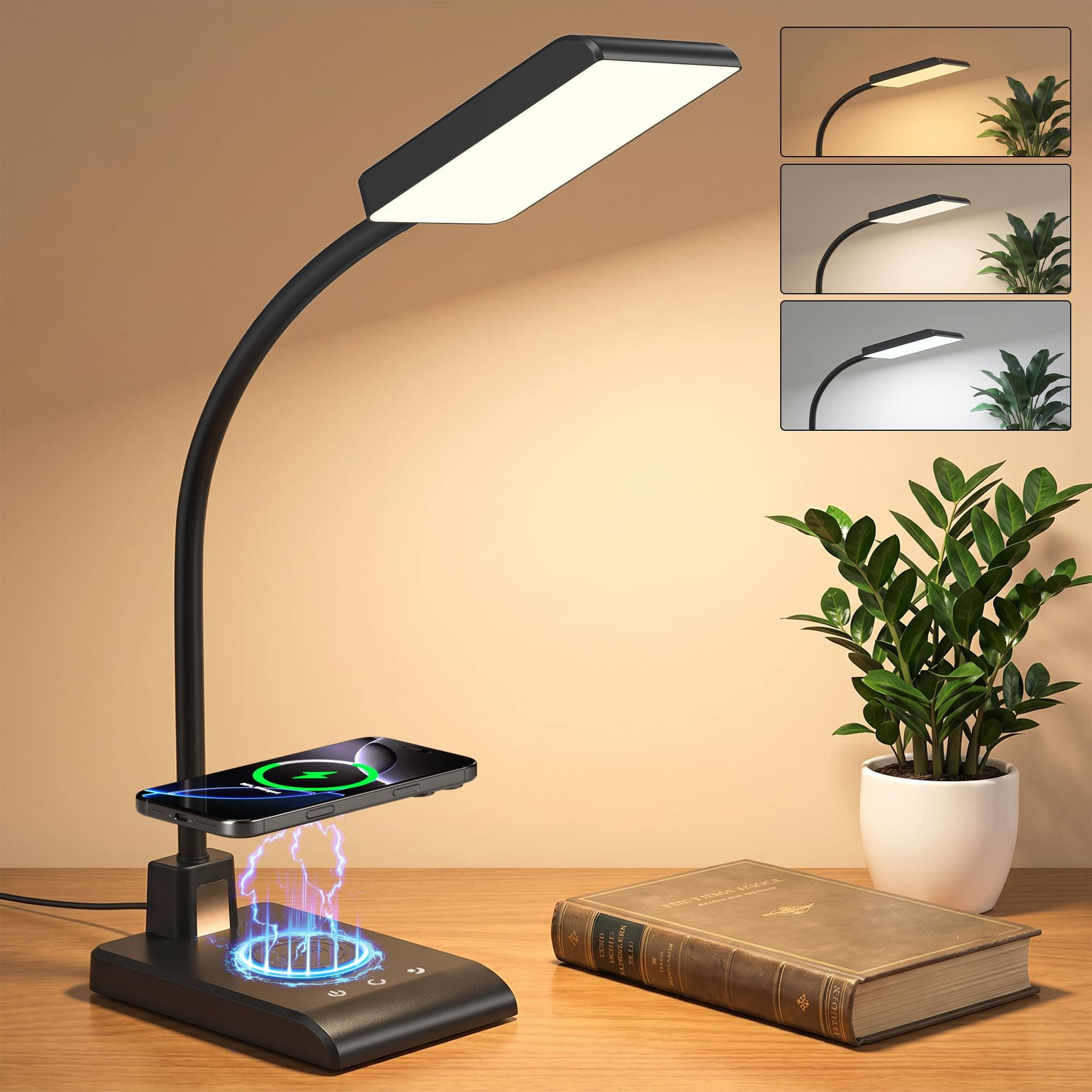 Desk Lamp with Wireless Charger, 1000lm, CRI 90+