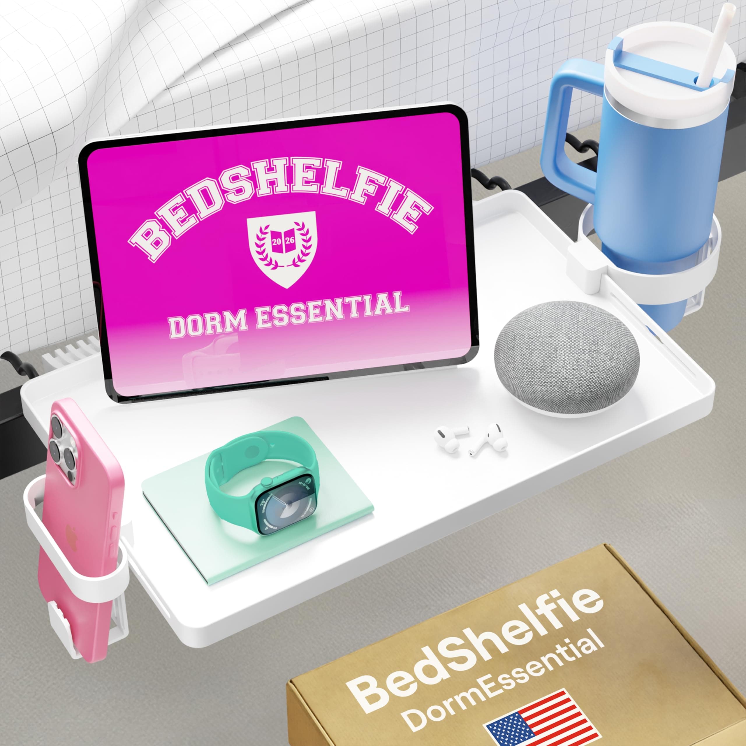 BedShelfie Clip-On Bedside Shelf for Bunk & Loft Beds