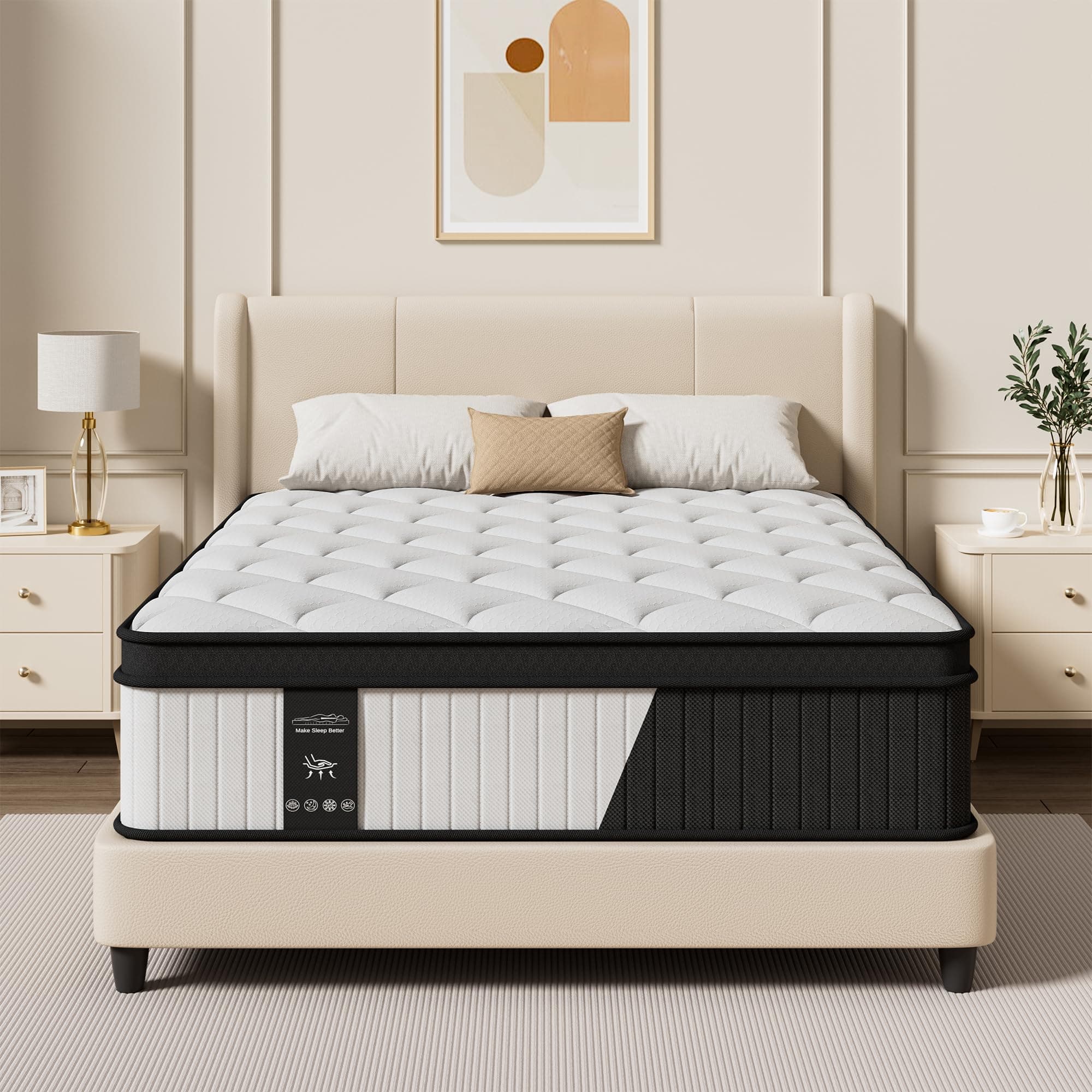 12-Inch Queen Hybrid Mattress, Fiberglass-Free