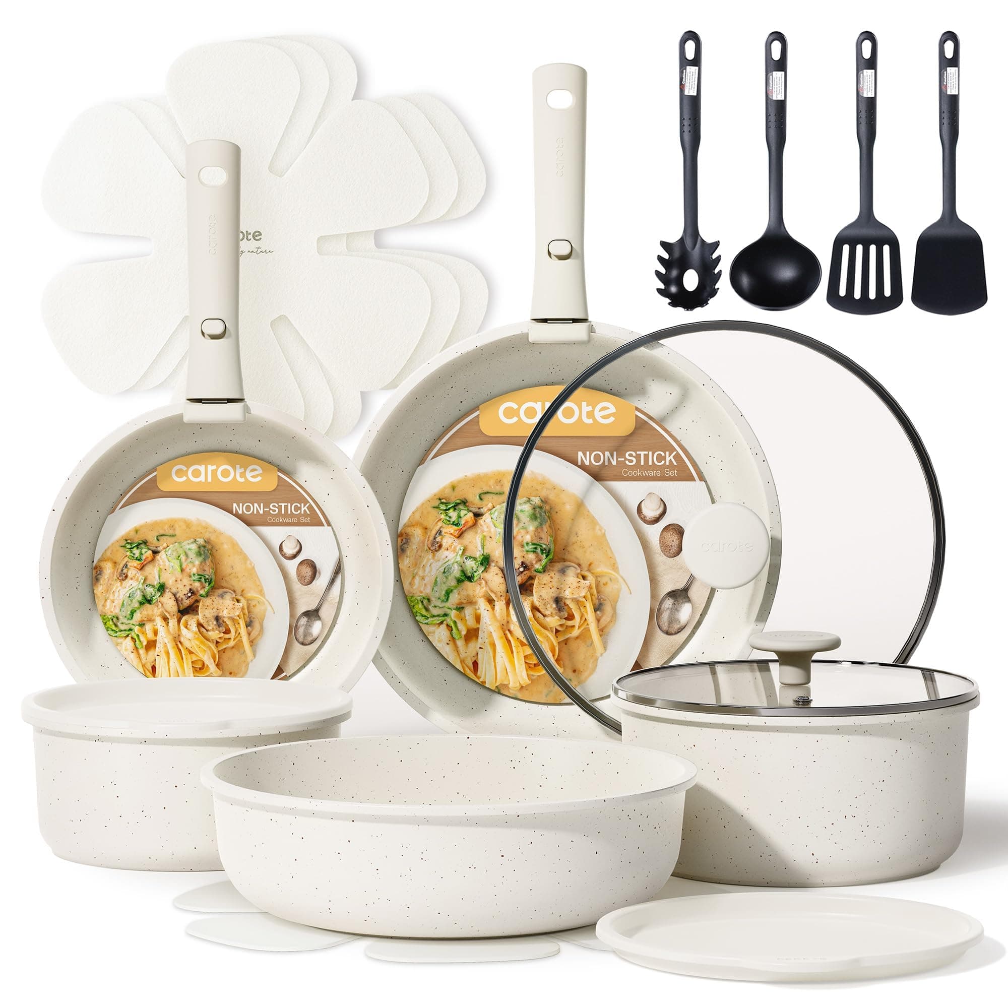 CAROTE 19-Piece Nonstick Cookware Set, Detachable Handles
