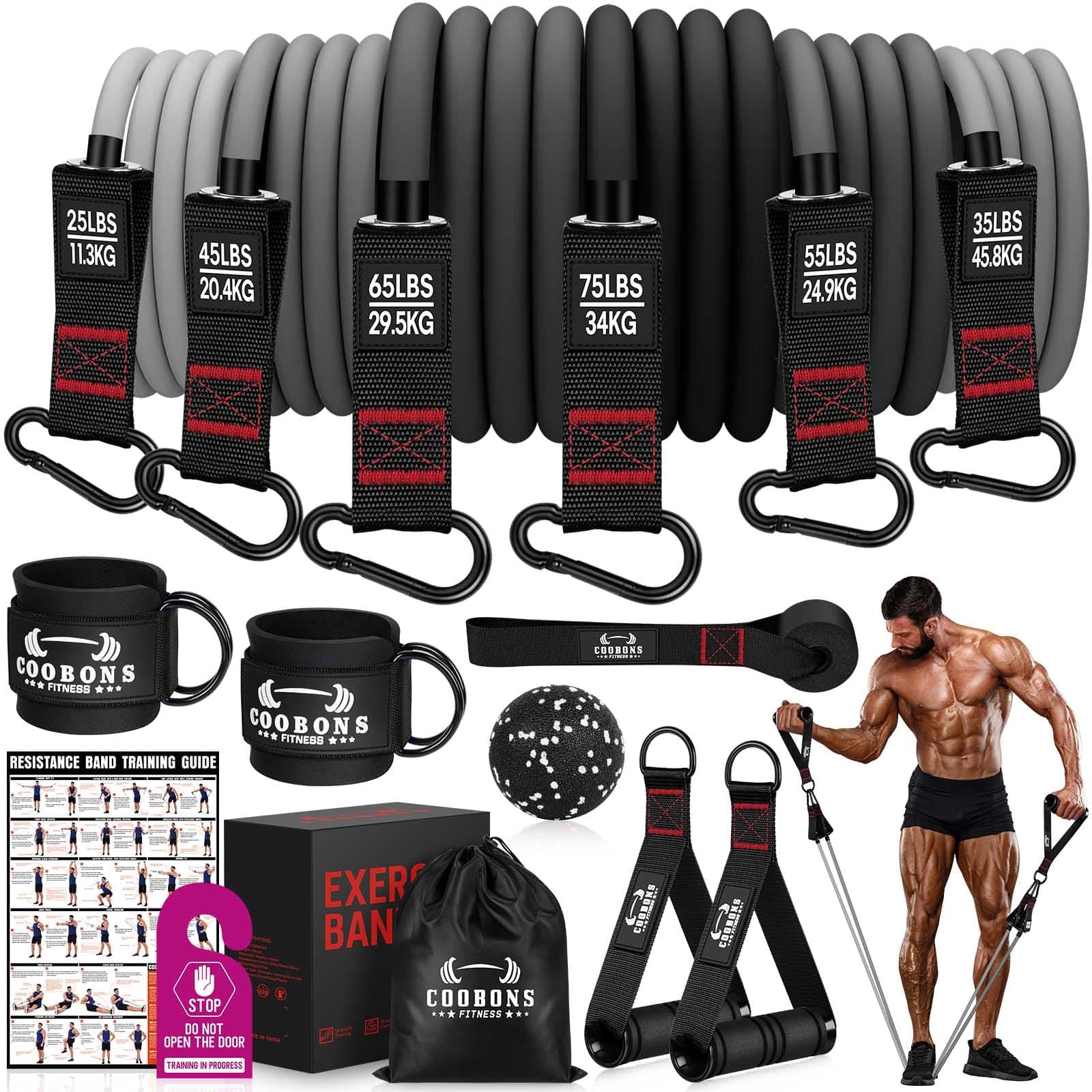 300 lb Heavy Resistance Bands Set with Handles