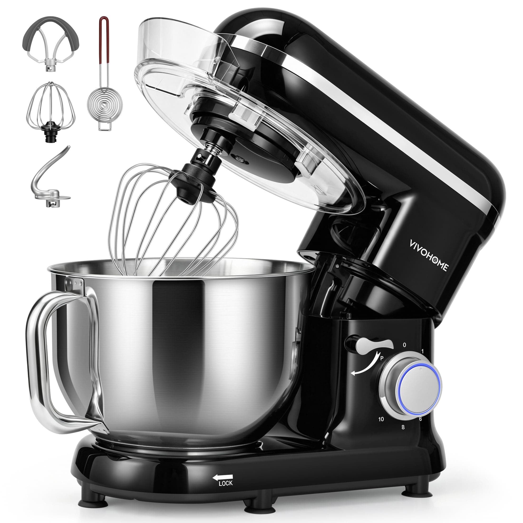 VIVOHOME 6-Quart Tilt-Head Stand Mixer, Black