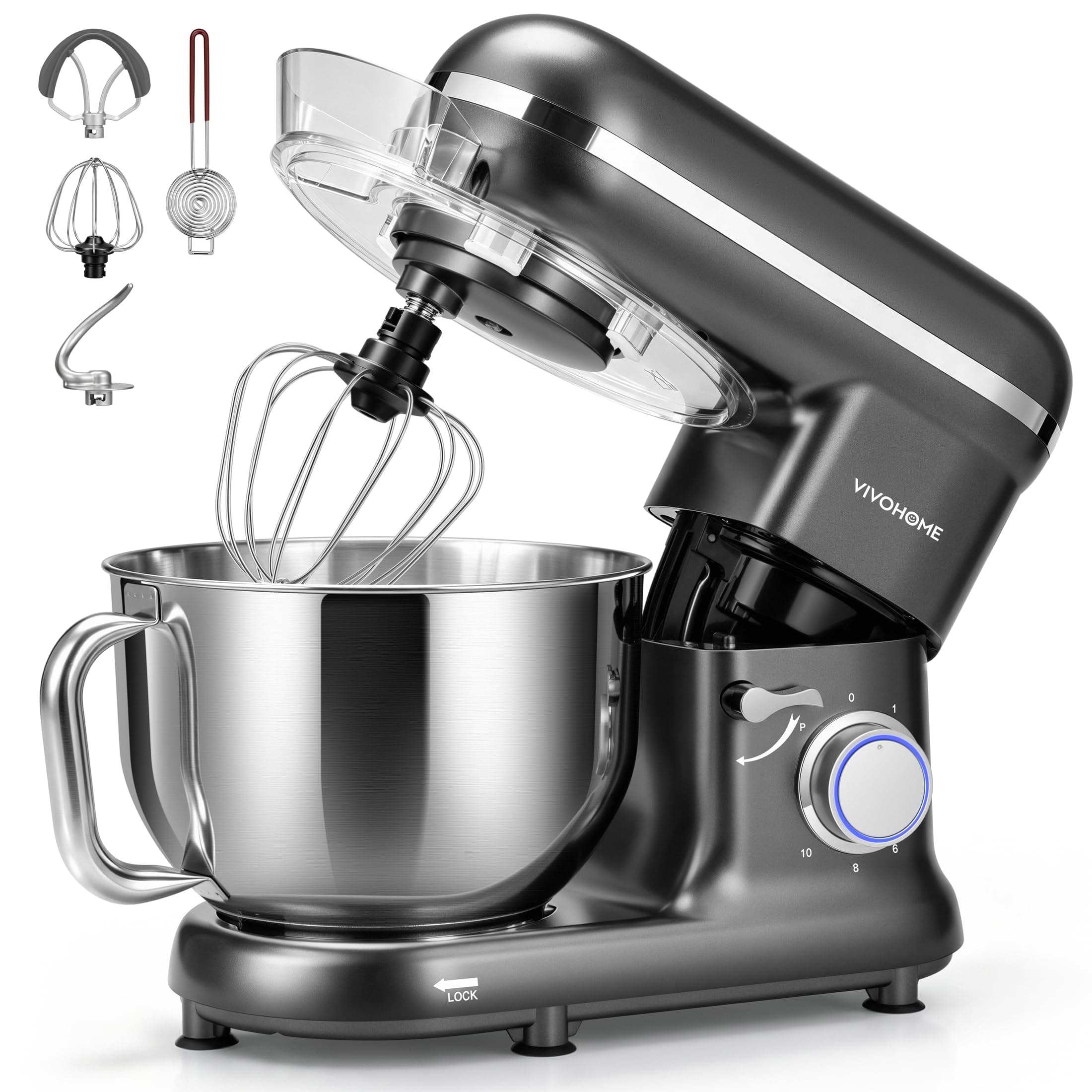 VIVOHOME 6-Quart Tilt-Head Stand Mixer, Gray
